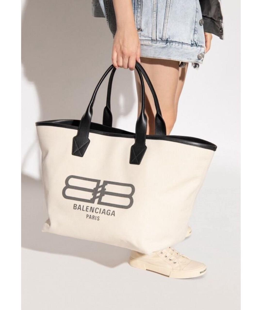 BALENCIAGA Бежевая тканевая сумка тоут, фото 6