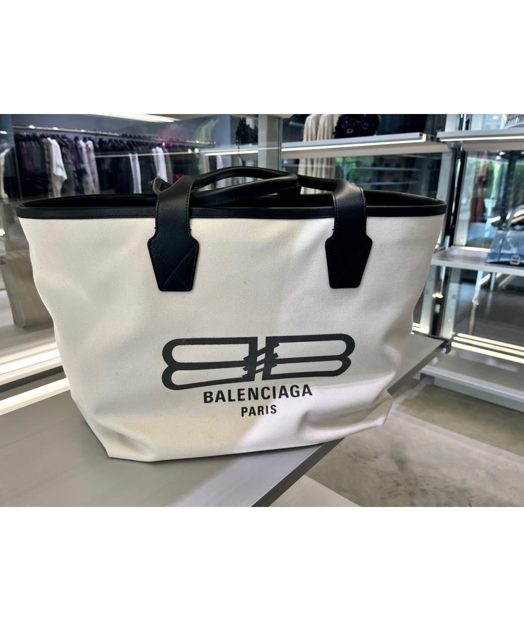 BALENCIAGA Бежевая тканевая сумка тоут, фото 7