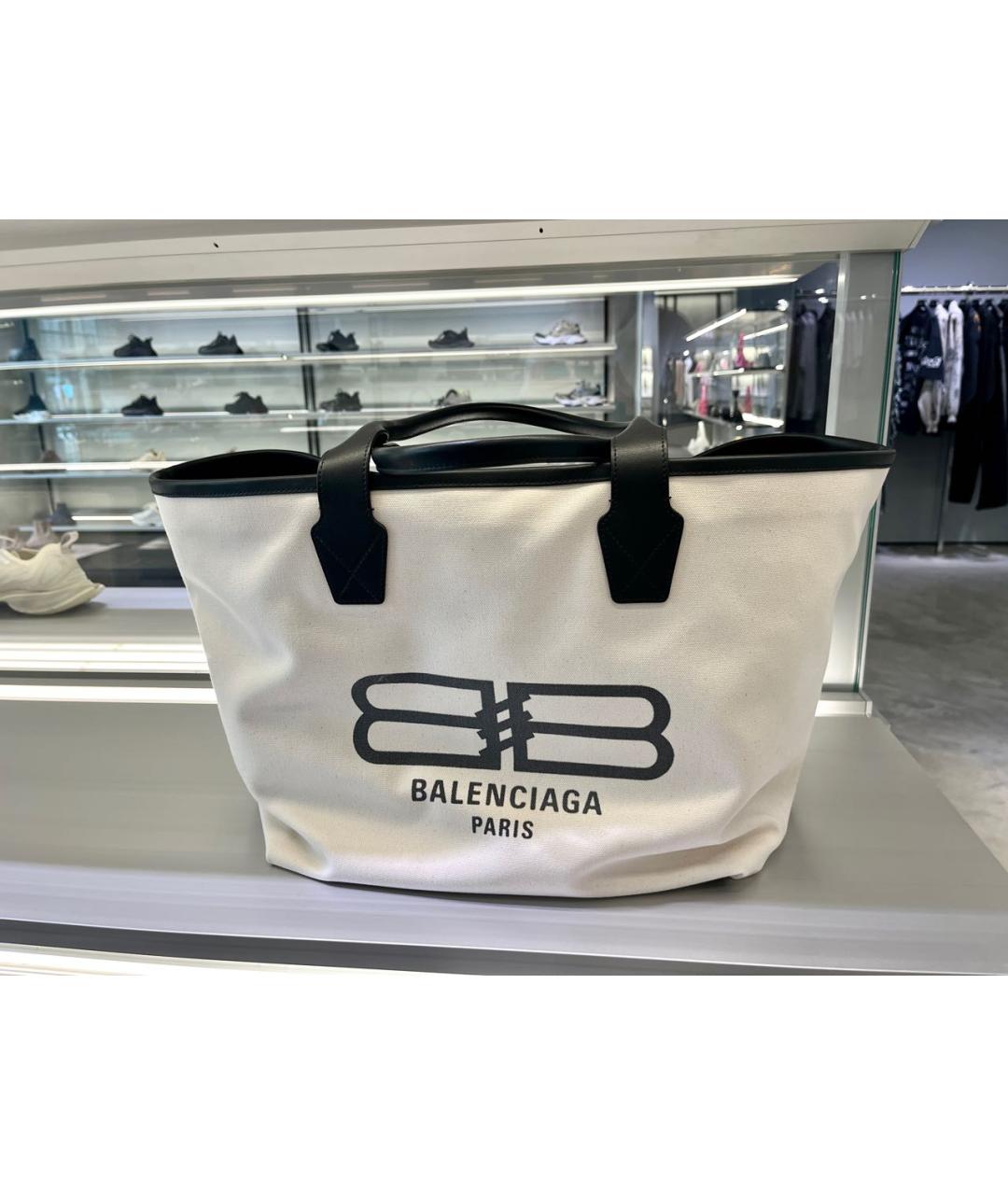 BALENCIAGA Бежевая тканевая сумка тоут, фото 2