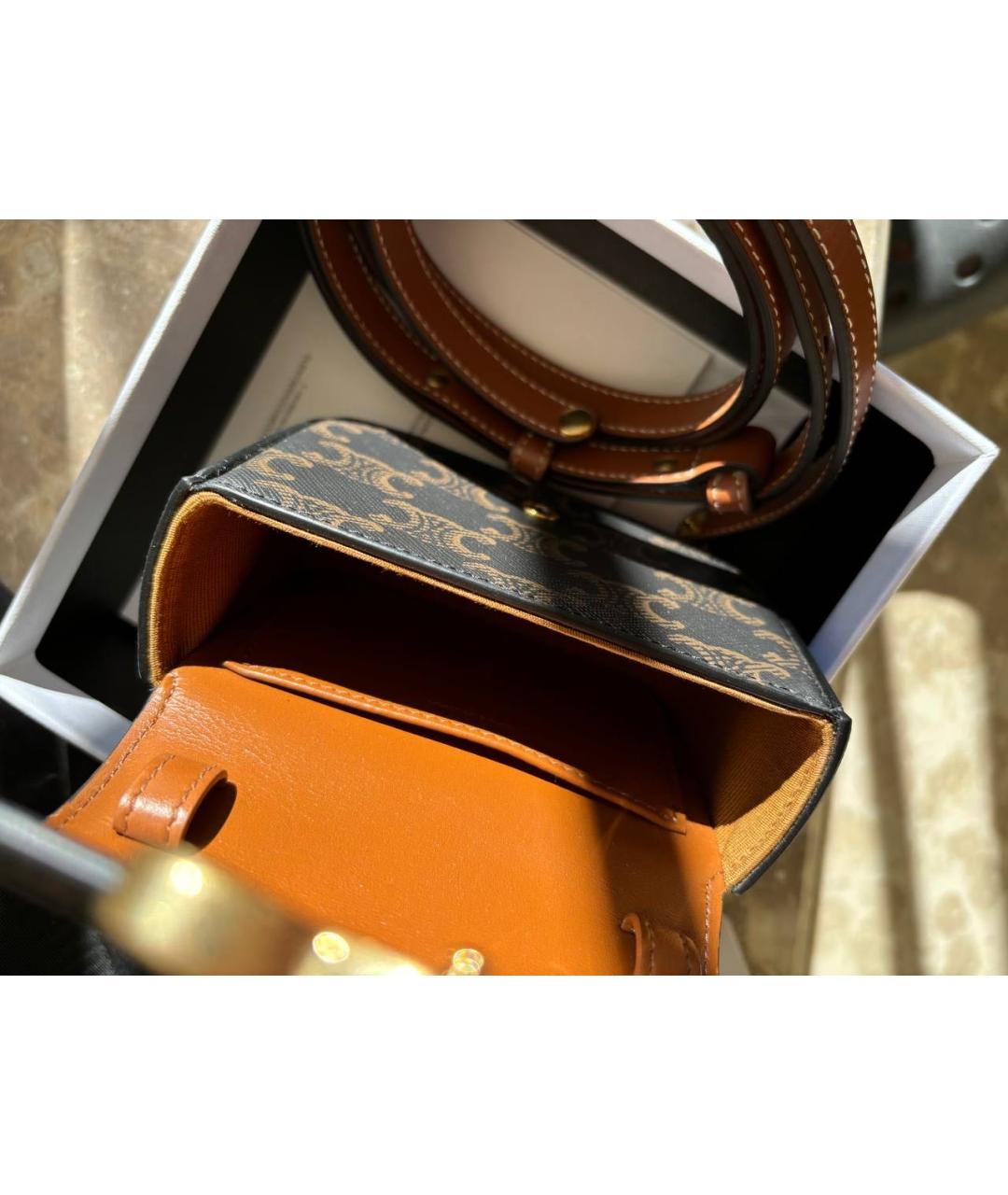 CELINE Коричневая кожаная сумка через плечо, фото 4