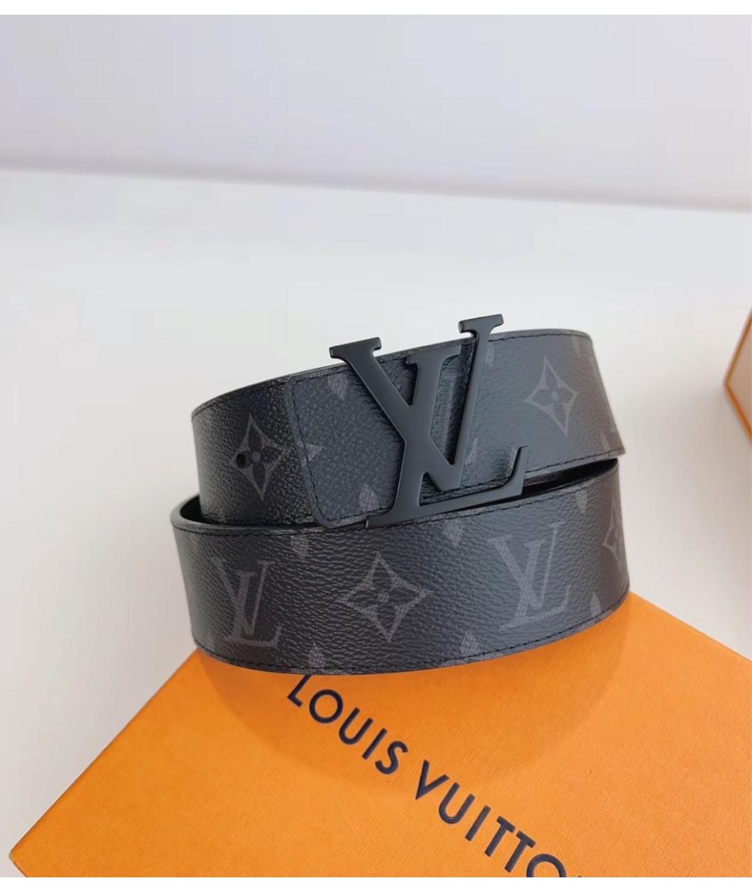 LOUIS VUITTON Черный кожаный ремень, фото 3