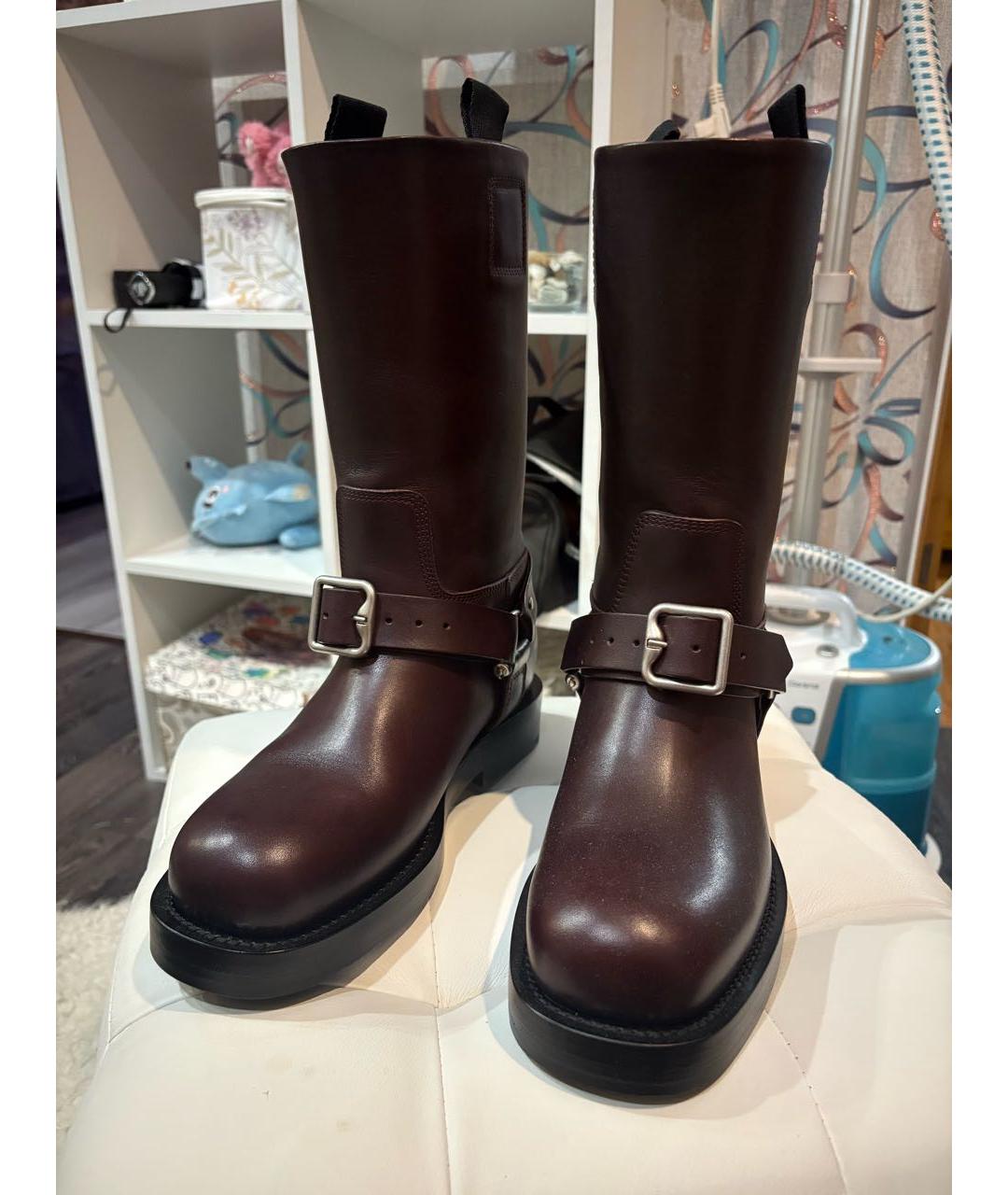 BURBERRY Бордовые кожаные сапоги, фото 2
