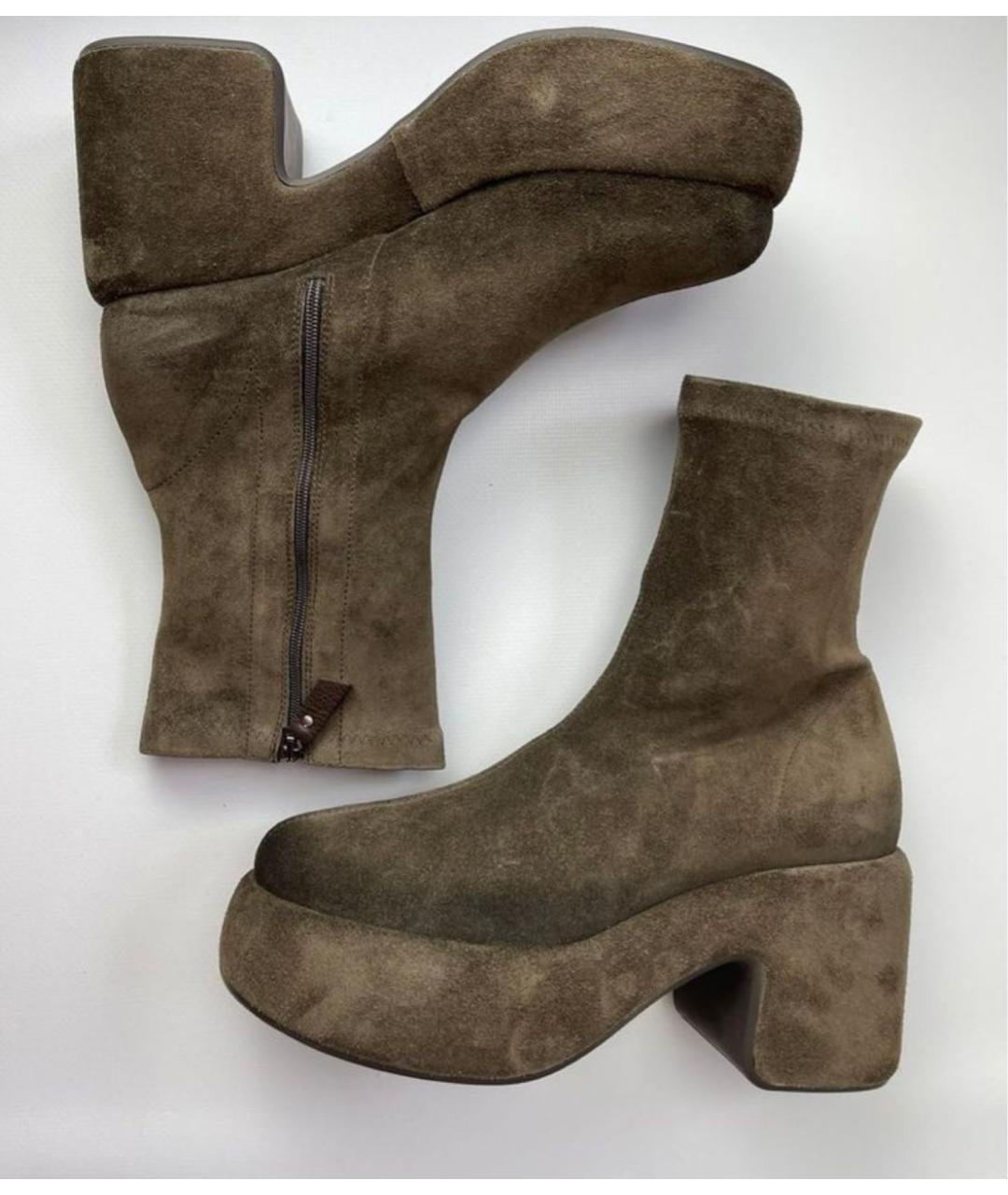 MAX MARA Хаки замшевые ботильоны, фото 6