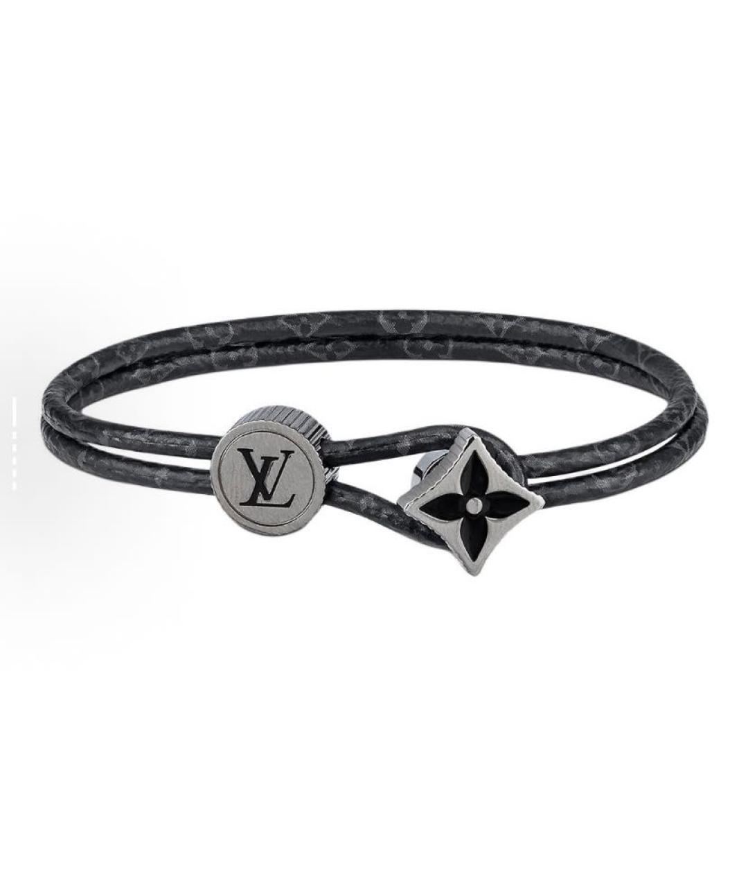 LOUIS VUITTON Черный кожаный браслет, фото 1