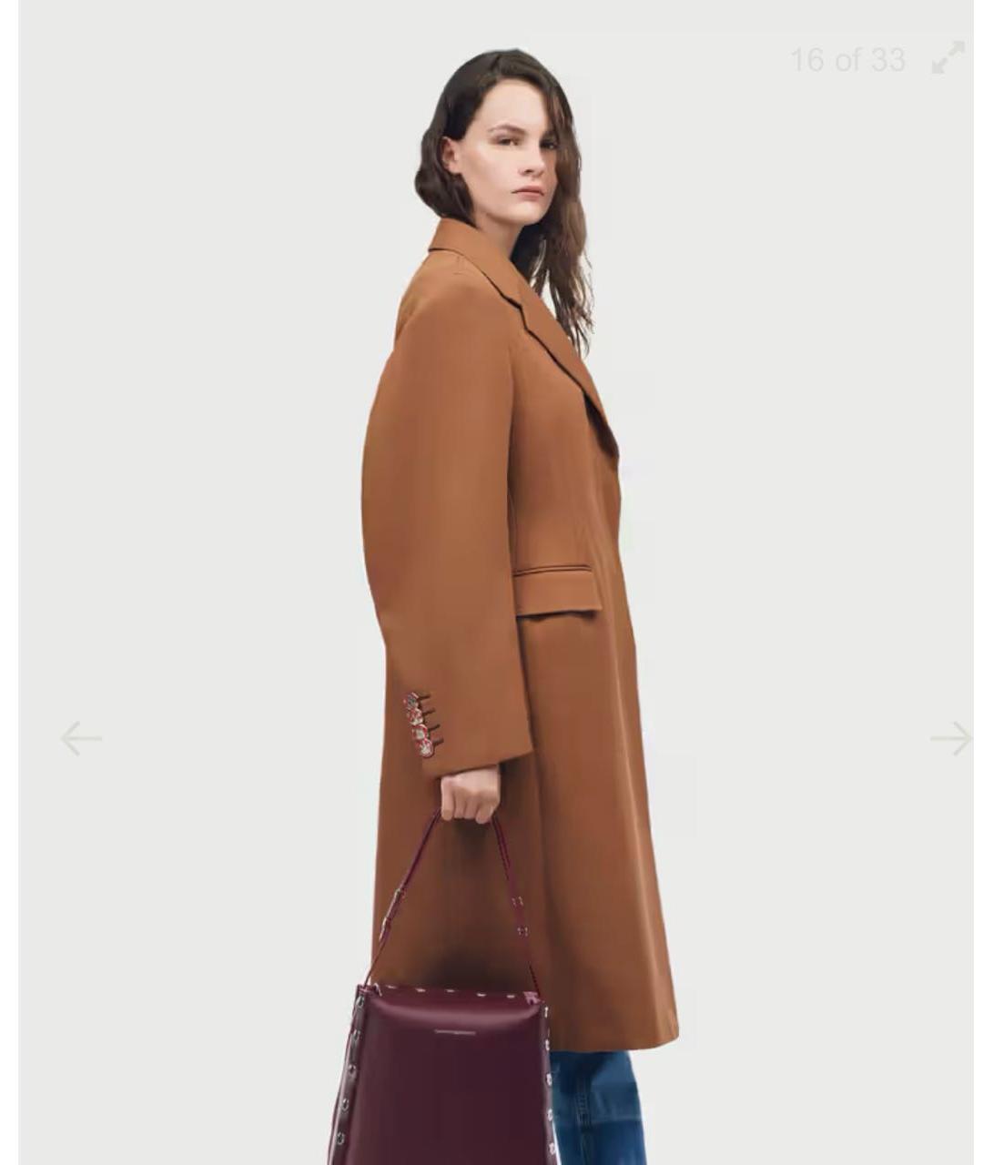 CALVIN KLEIN Коричневое полиэстеровое пальто, фото 4