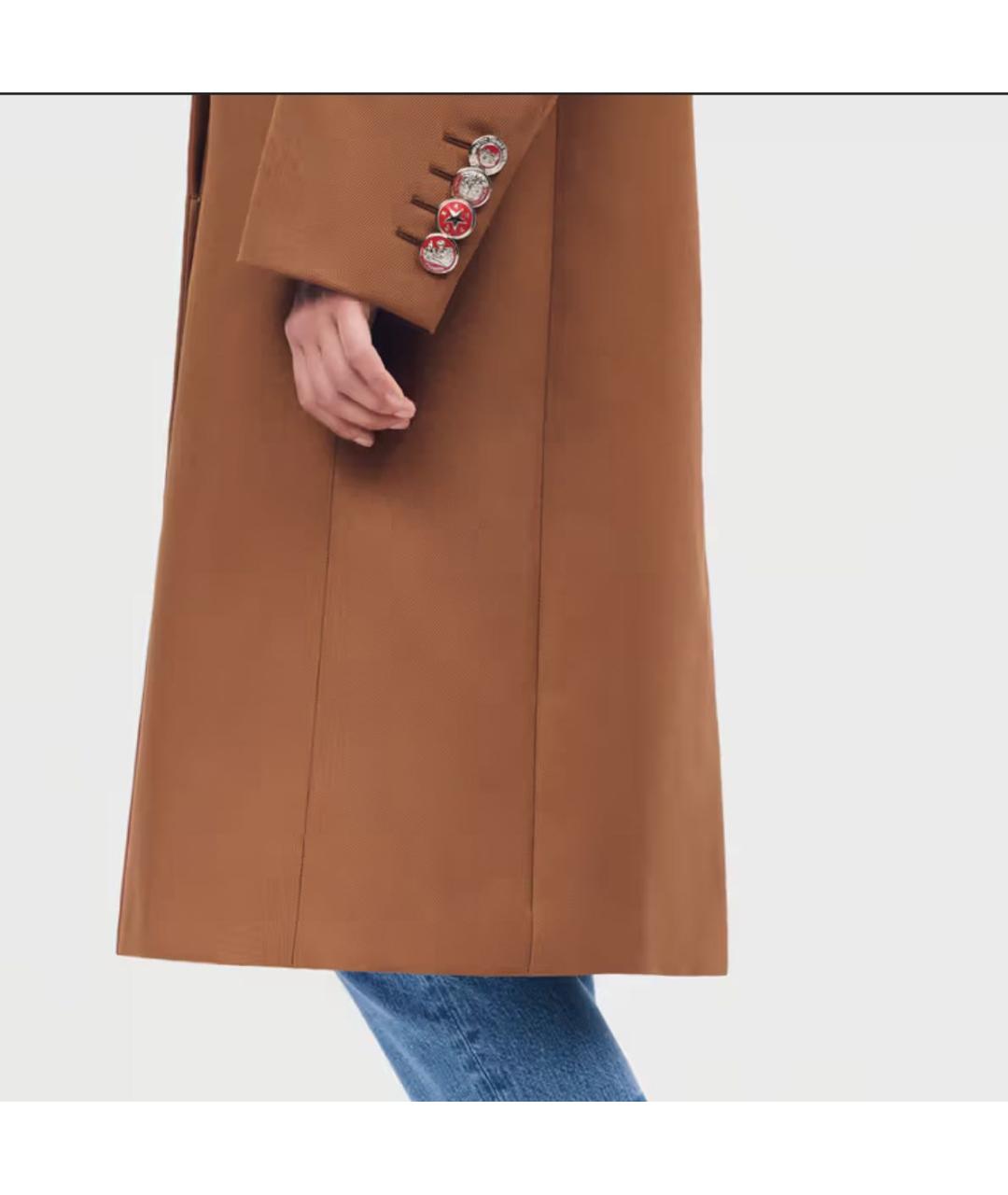 CALVIN KLEIN Коричневое полиэстеровое пальто, фото 3