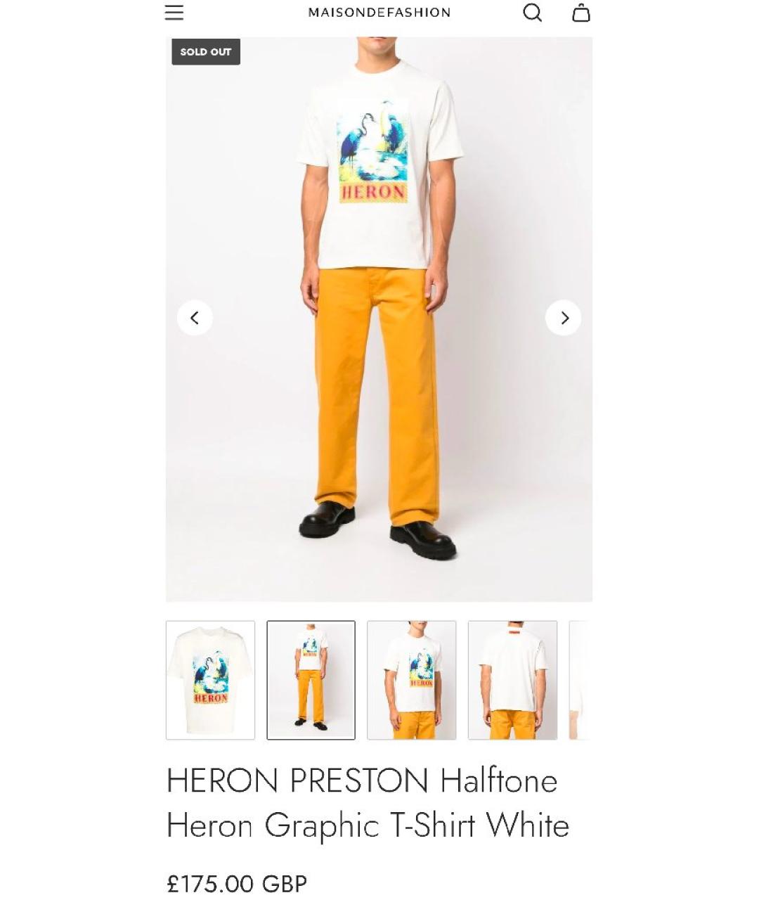 HERON PRESTON Белая хлопковая футболка, фото 6