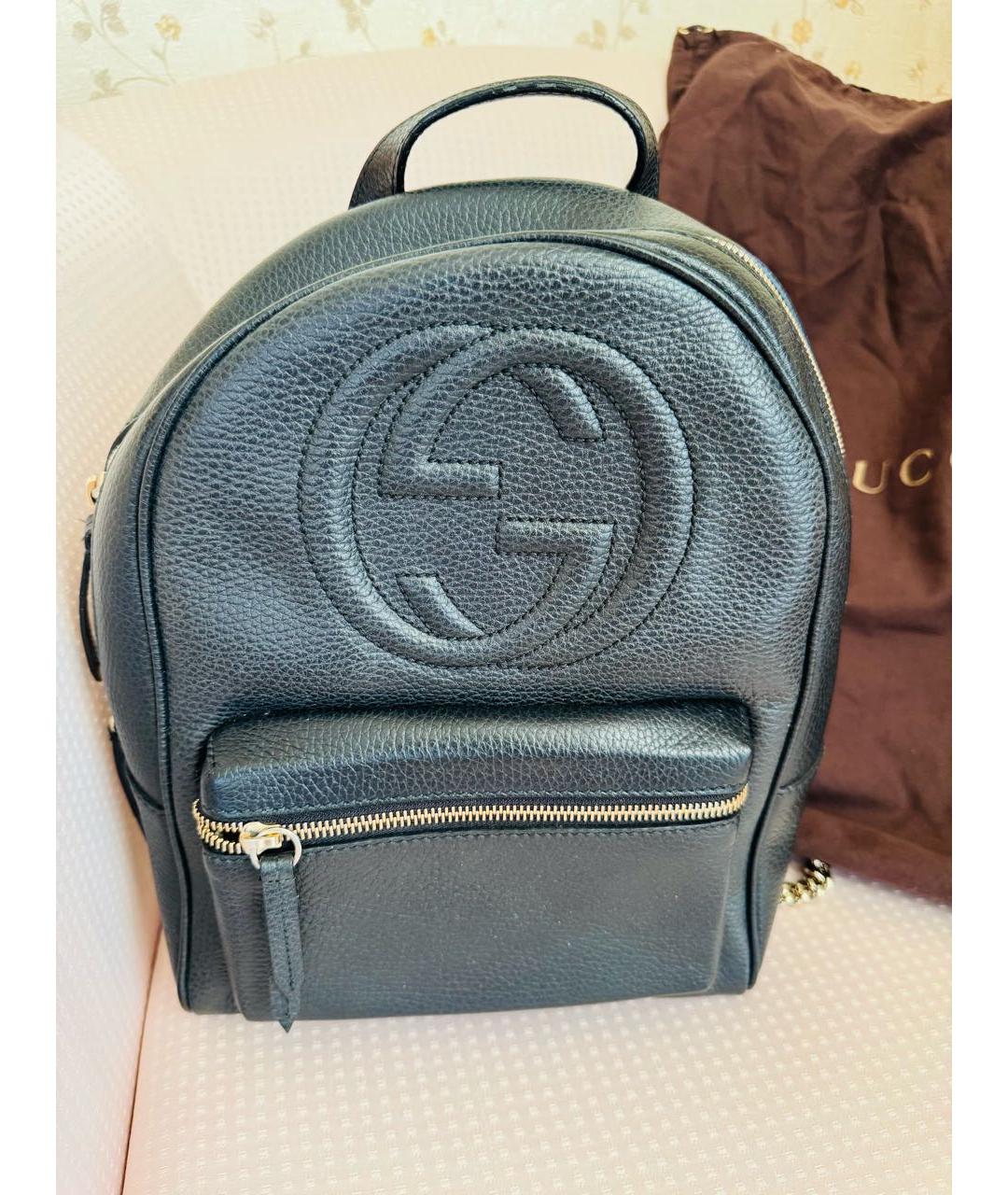 GUCCI Черный кожаный рюкзак, фото 9