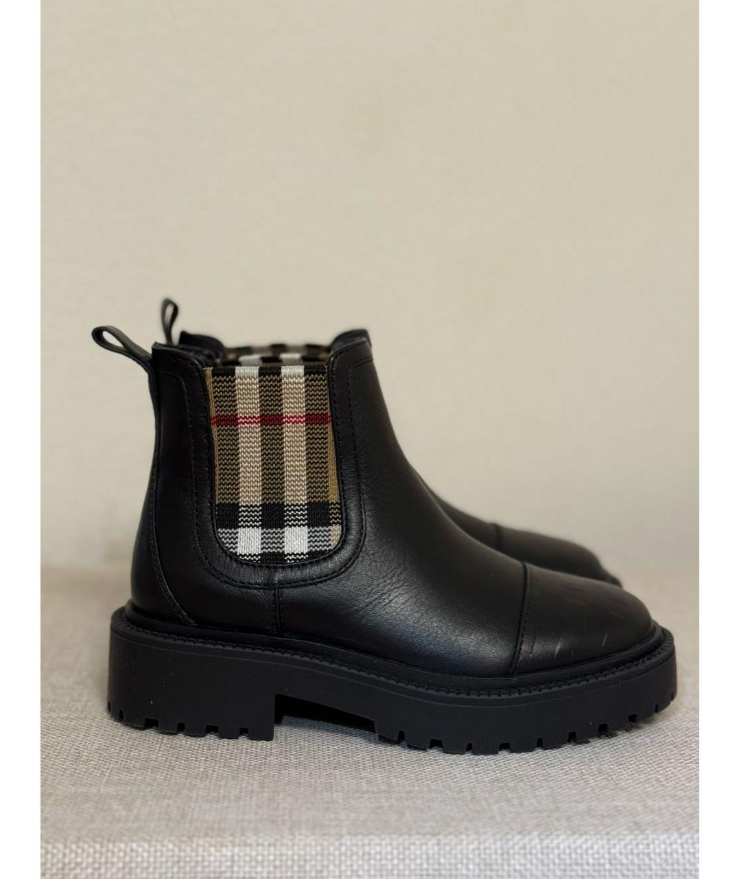 BURBERRY KIDS Черные кожаные ботинки, фото 9
