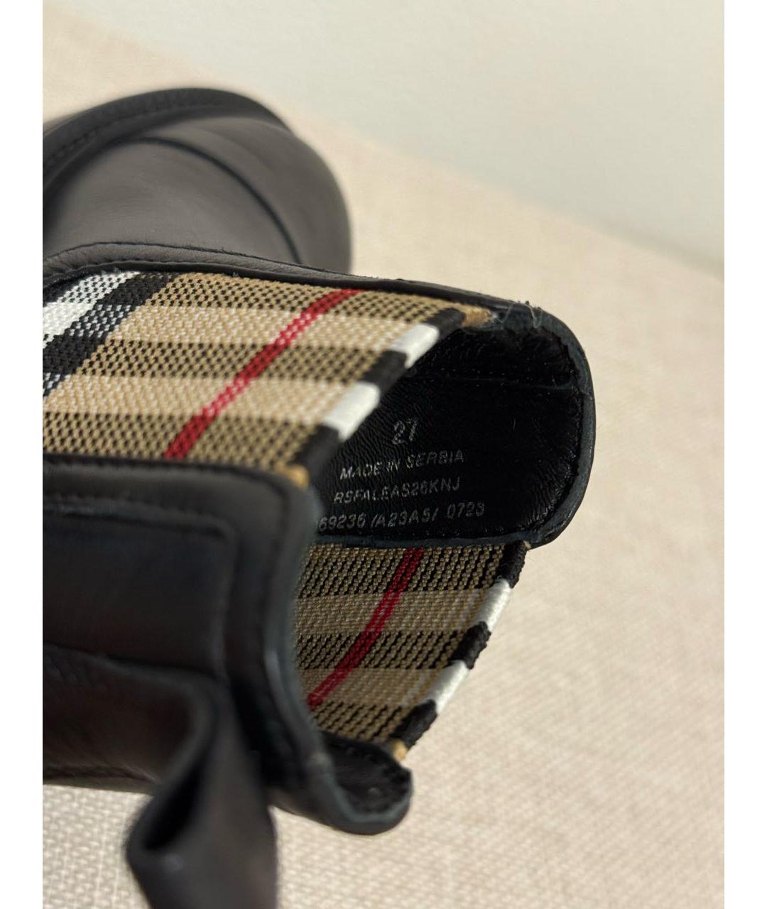 BURBERRY KIDS Черные кожаные ботинки, фото 6