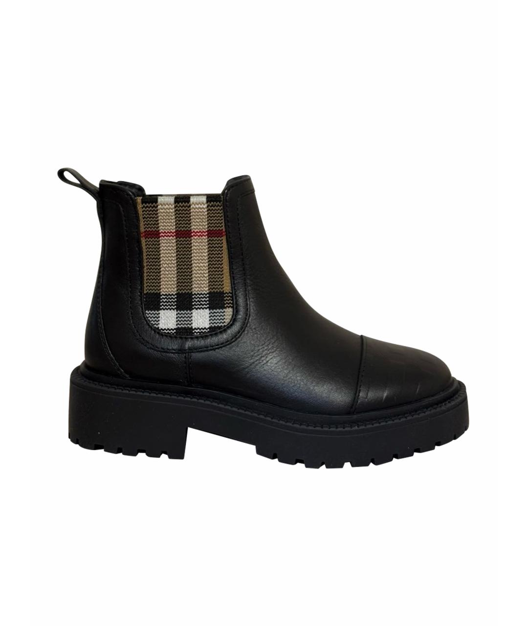 BURBERRY KIDS Черные кожаные ботинки, фото 1