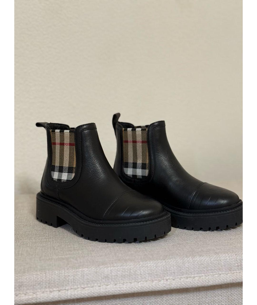 BURBERRY KIDS Черные кожаные ботинки, фото 5