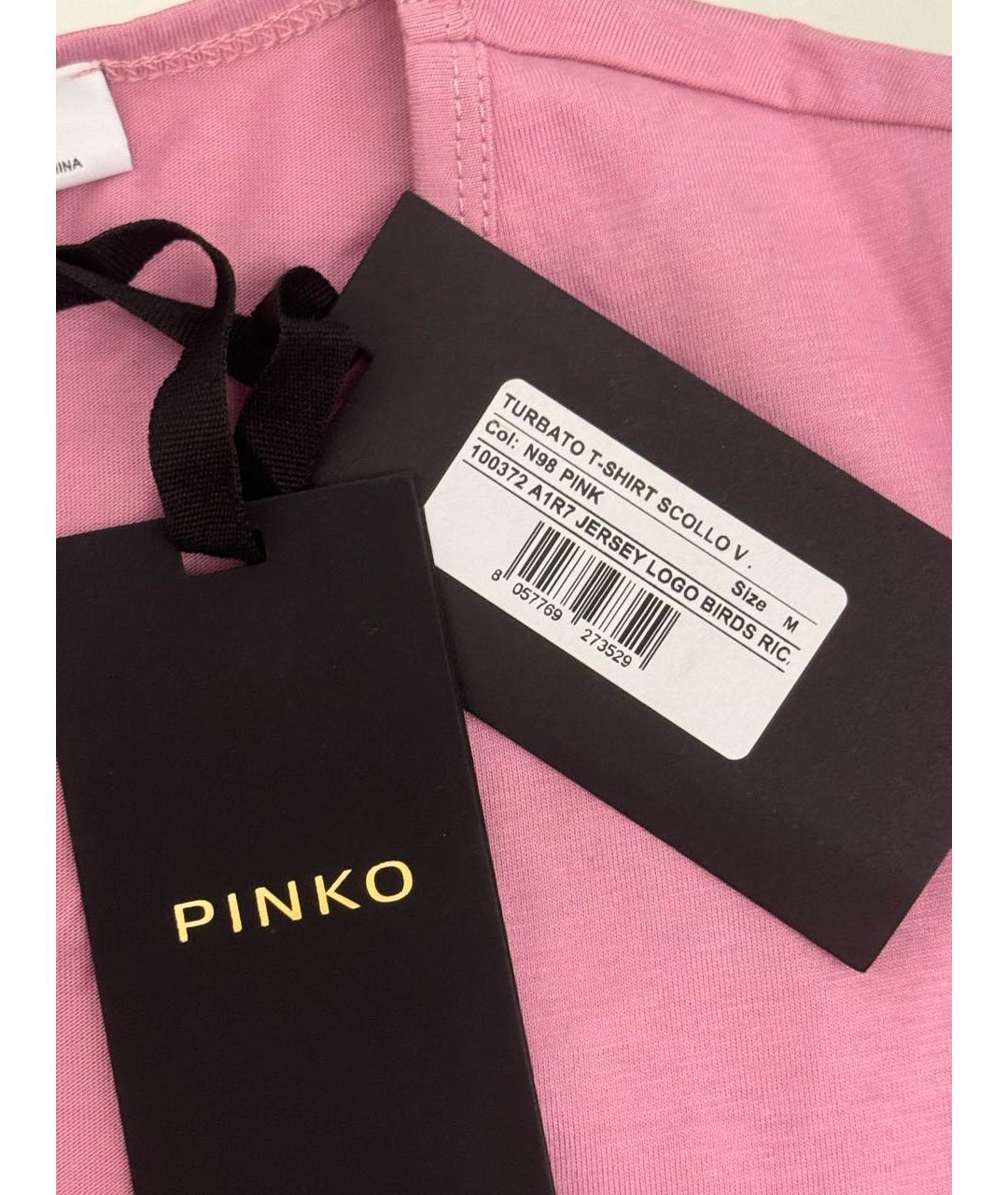 PINKO Розовая хлопковая футболка, фото 3