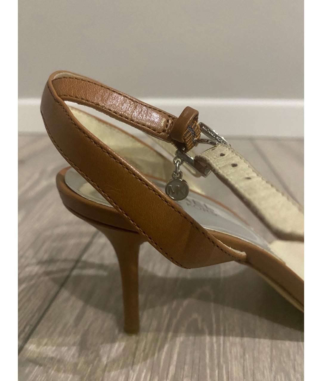 MICHAEL MICHAEL KORS Коричневые кожаные босоножки, фото 7