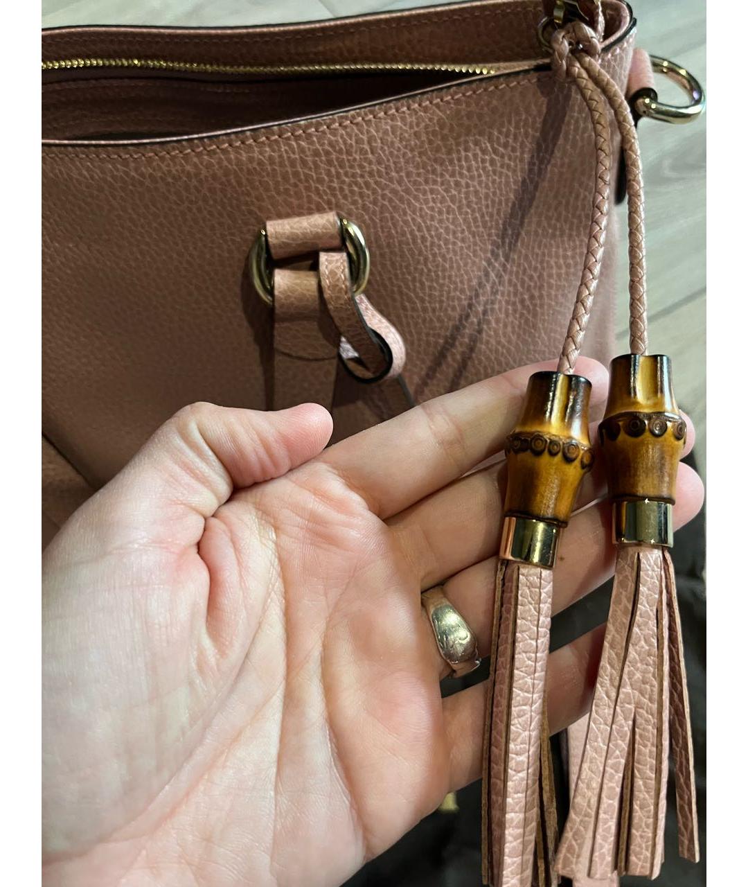 GUCCI Розовая кожаная сумка тоут, фото 3