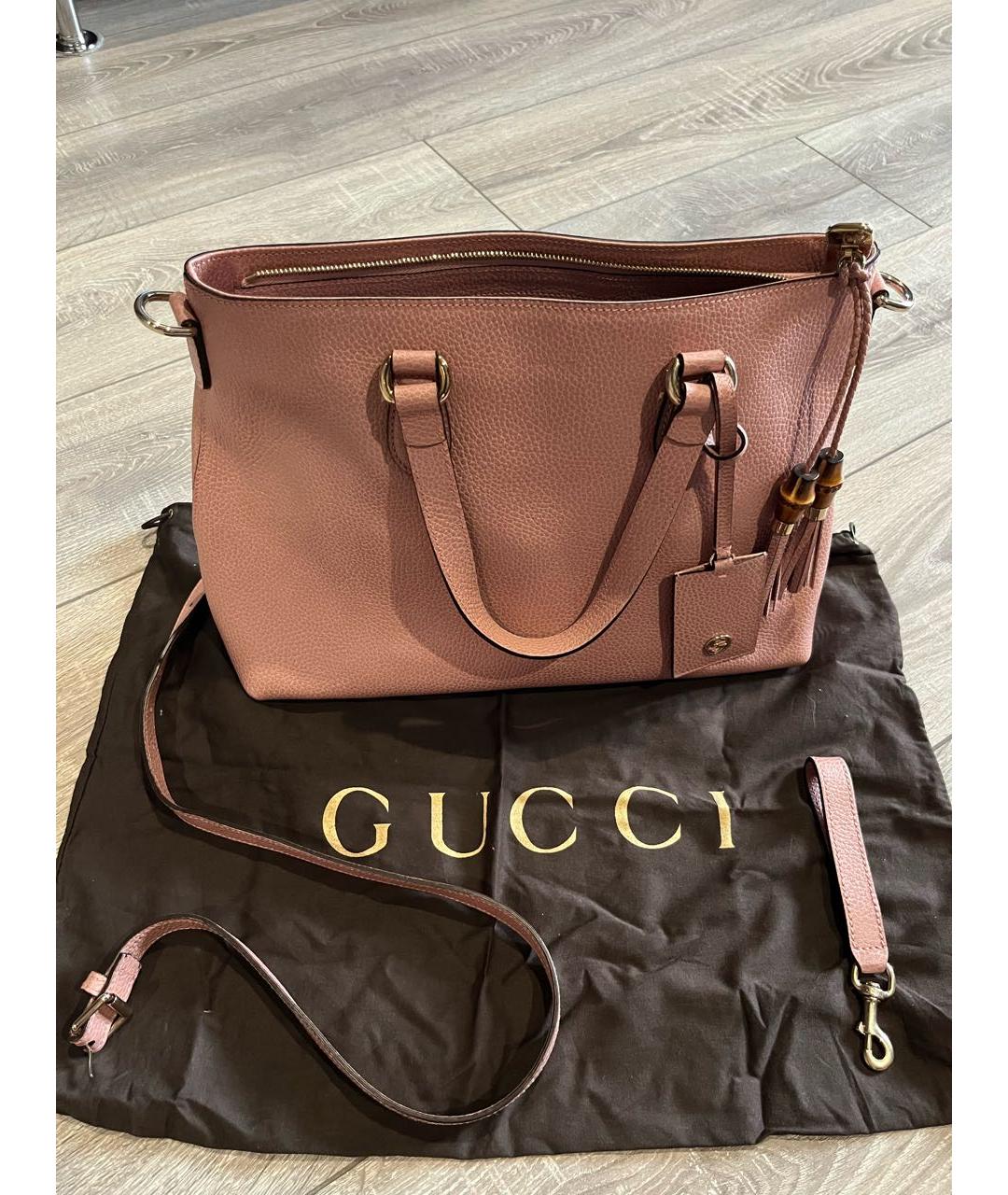 GUCCI Розовая кожаная сумка тоут, фото 2