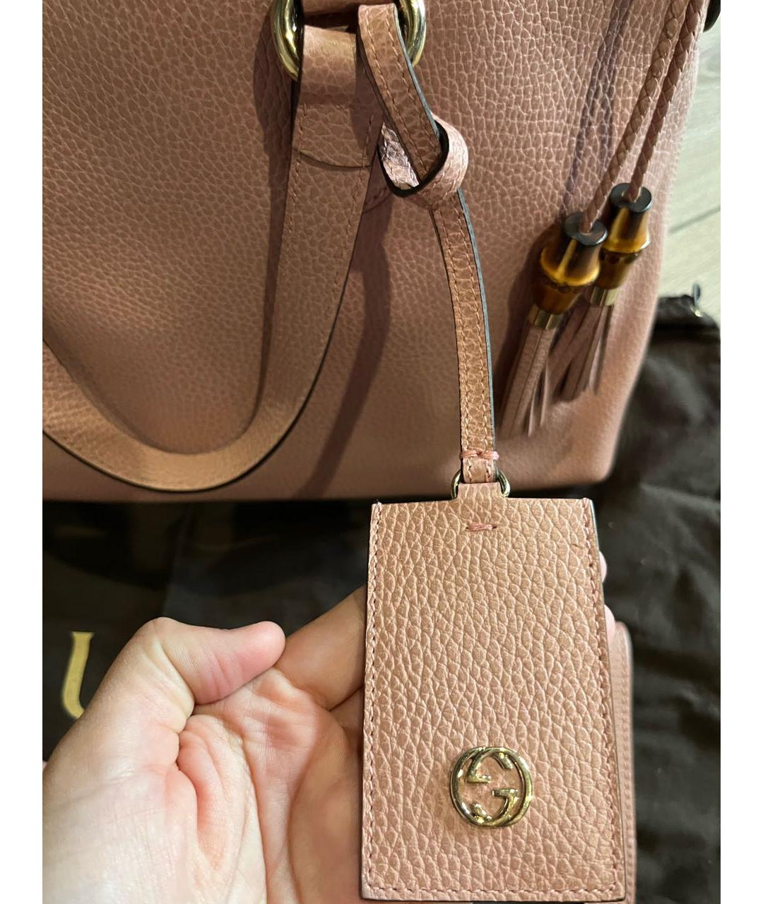 GUCCI Розовая кожаная сумка тоут, фото 6