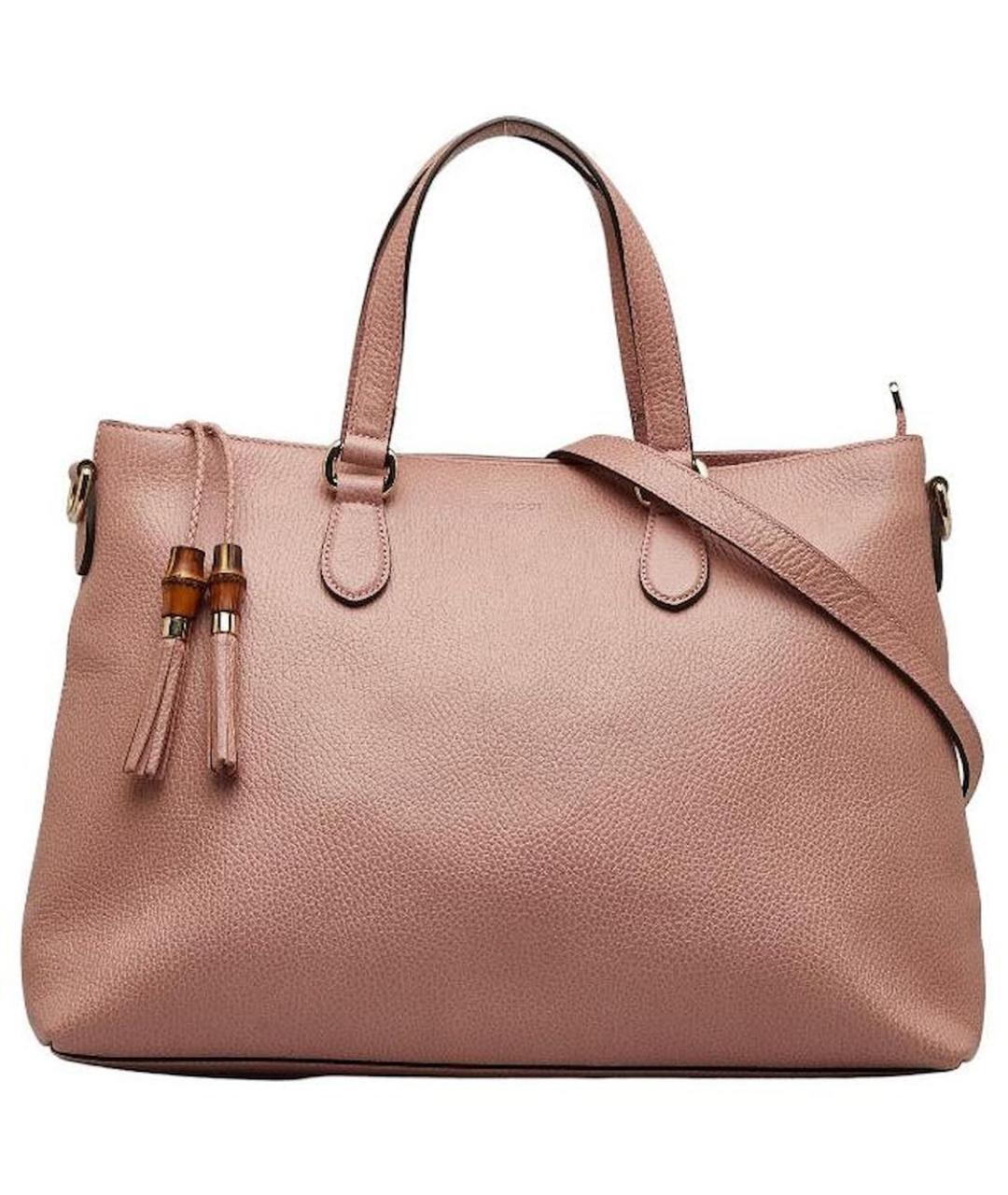 GUCCI Розовая кожаная сумка тоут, фото 1