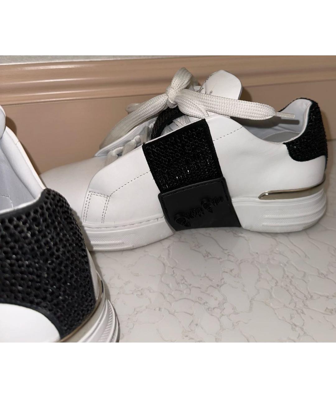 PHILIPP PLEIN Белые кожаные кеды, фото 6