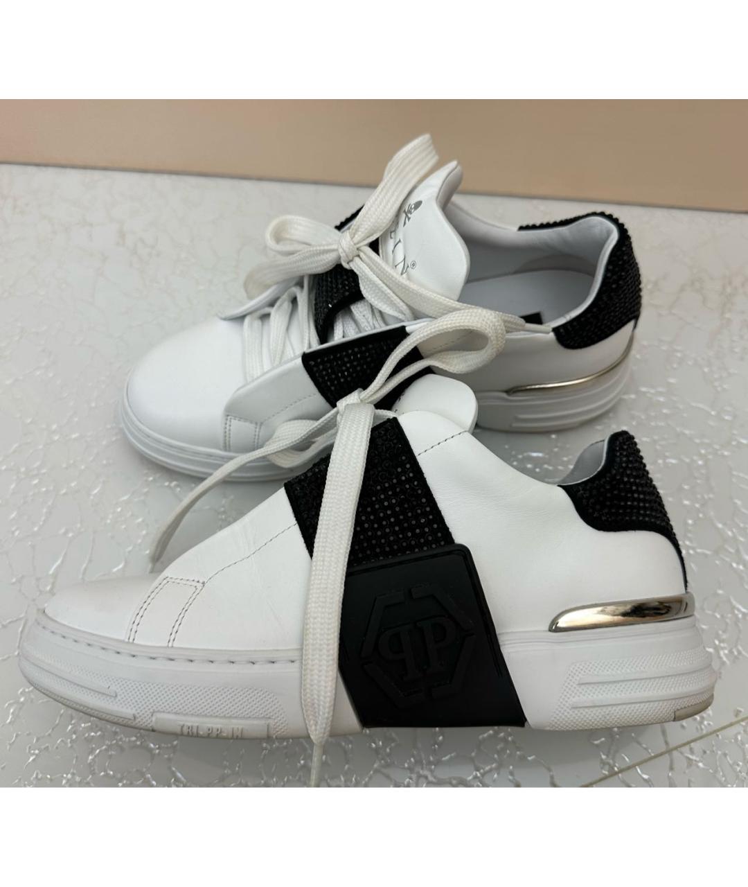 PHILIPP PLEIN Белые кожаные кеды, фото 5