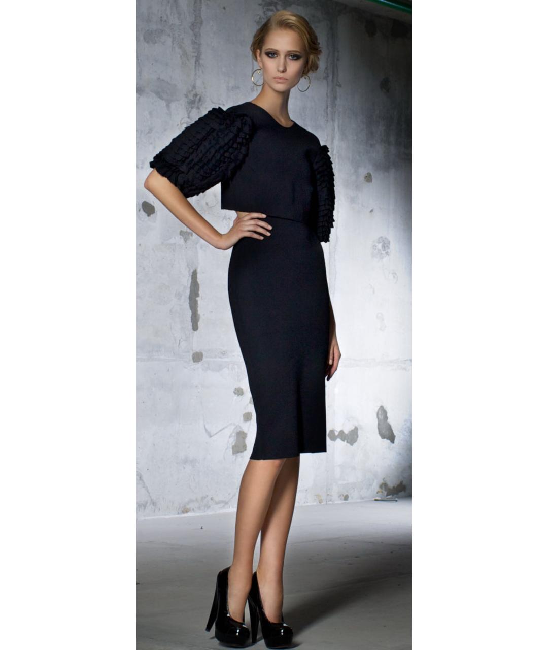 ULYANA SERGEENKO Черный вискозный костюм с юбками, фото 9