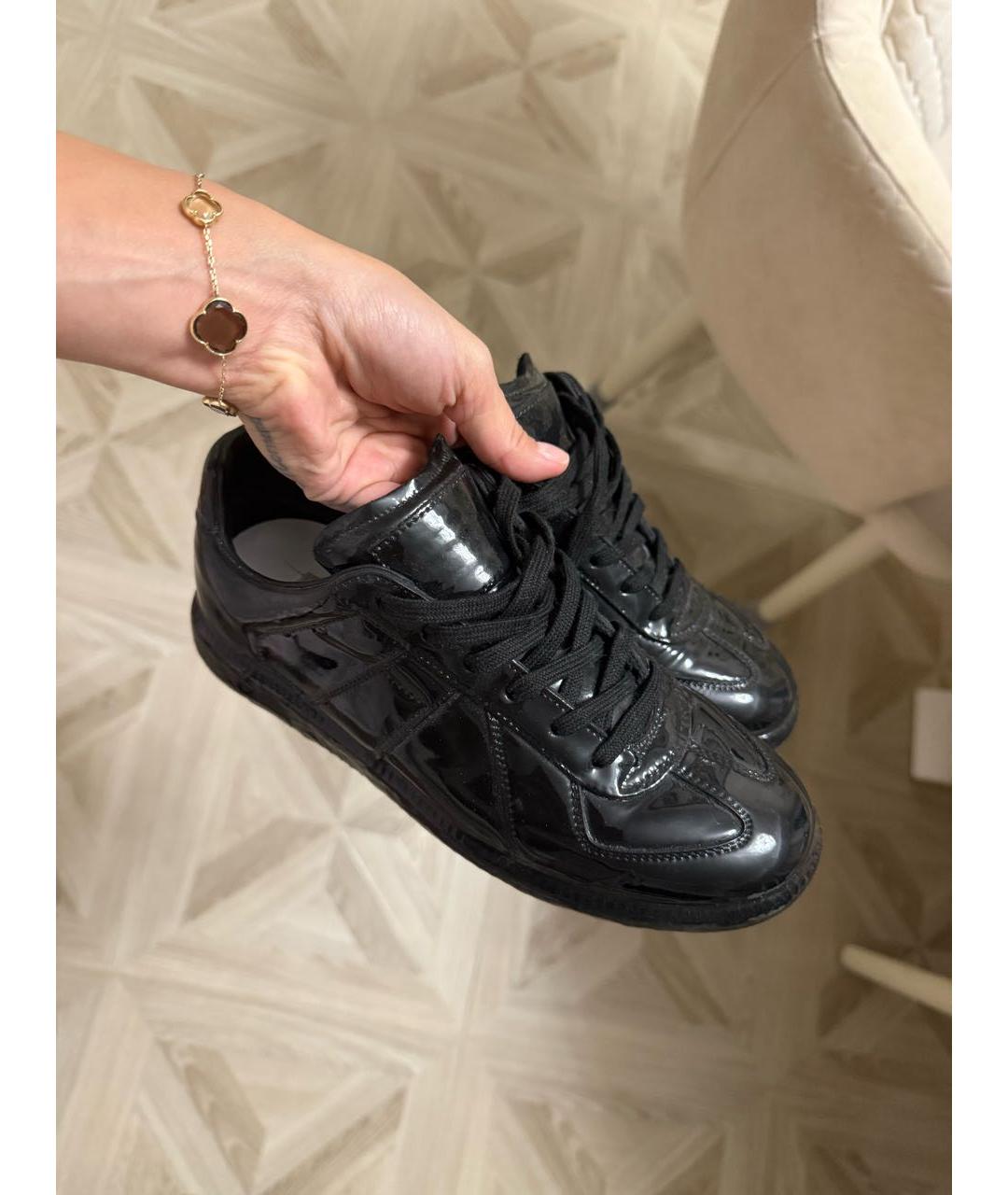MAISON MARGIELA Черные кожаные кеды, фото 2