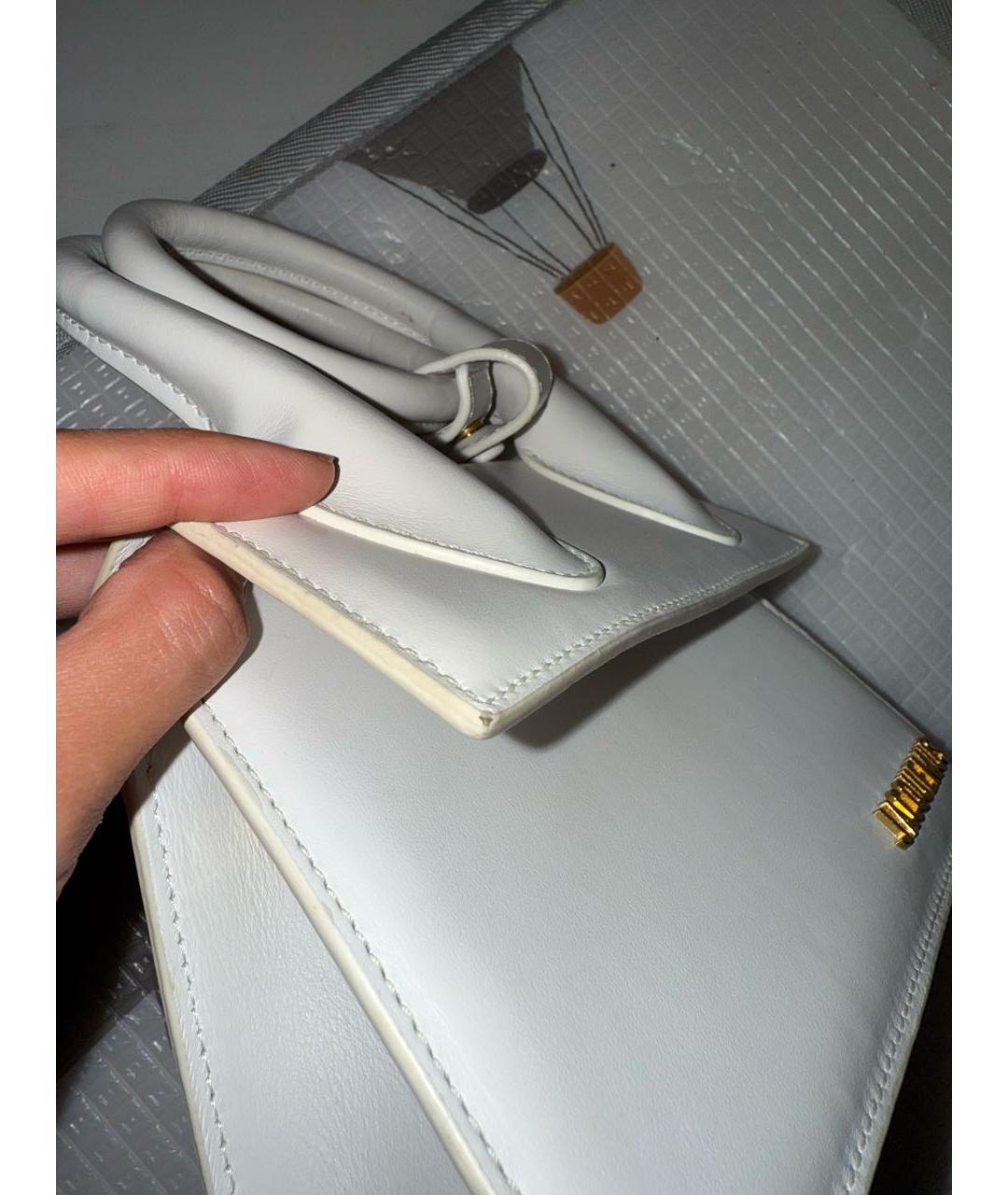 JACQUEMUS Белая кожаная сумка через плечо, фото 6