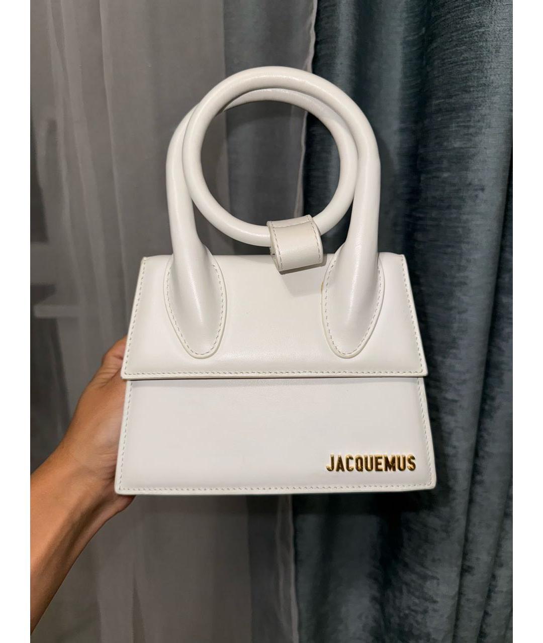 JACQUEMUS Белая кожаная сумка через плечо, фото 7