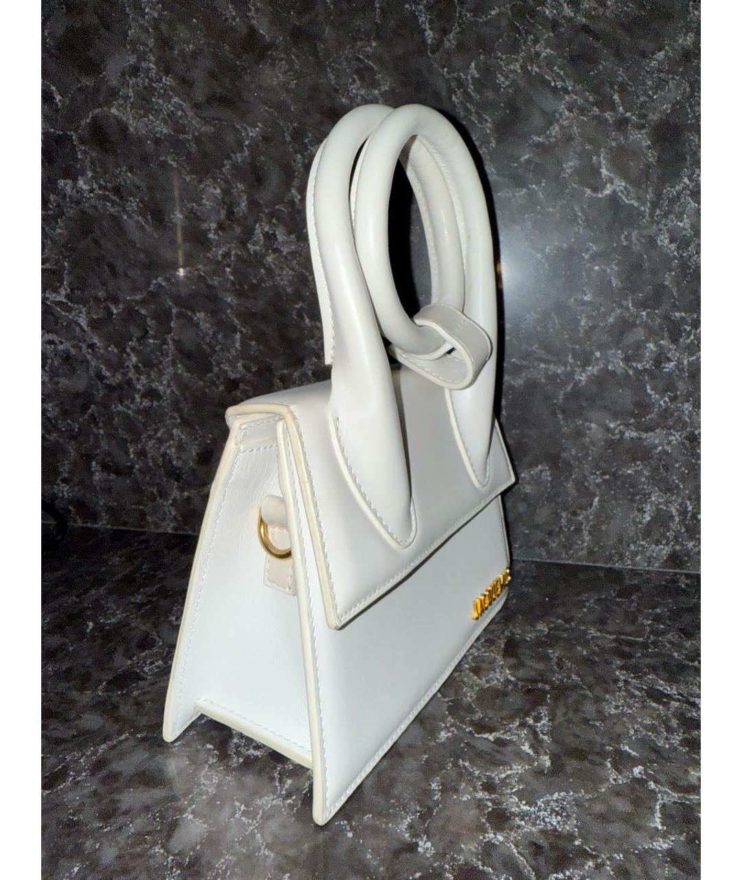 JACQUEMUS Белая кожаная сумка через плечо, фото 4