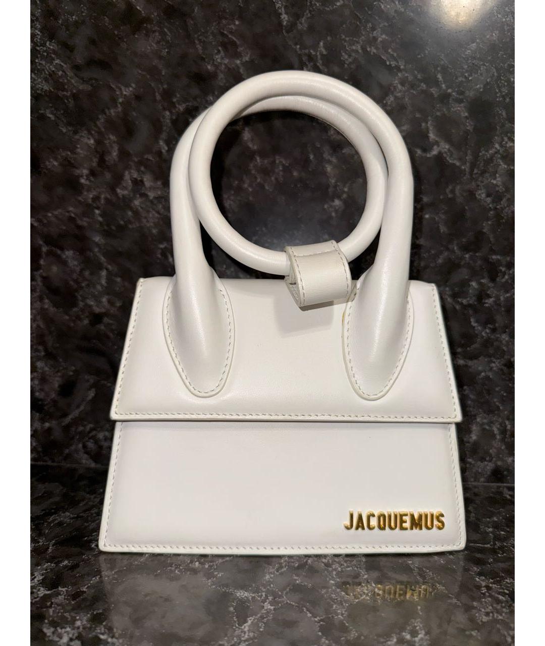 JACQUEMUS Белая кожаная сумка через плечо, фото 2