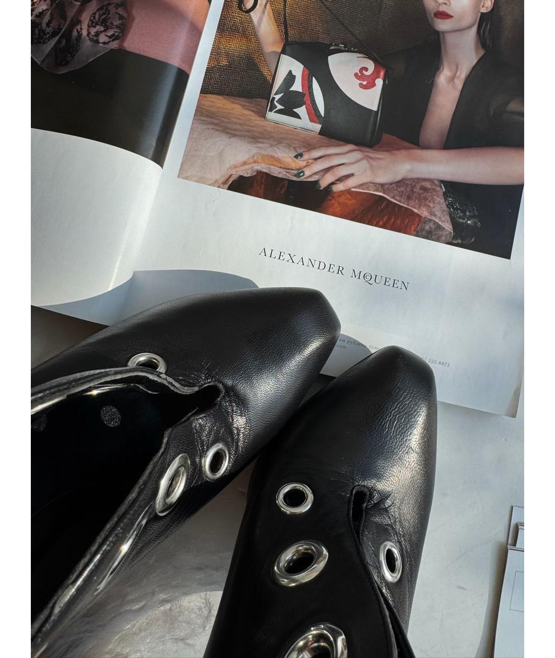 ALEXANDER MCQUEEN Черные кожаные ботильоны, фото 5