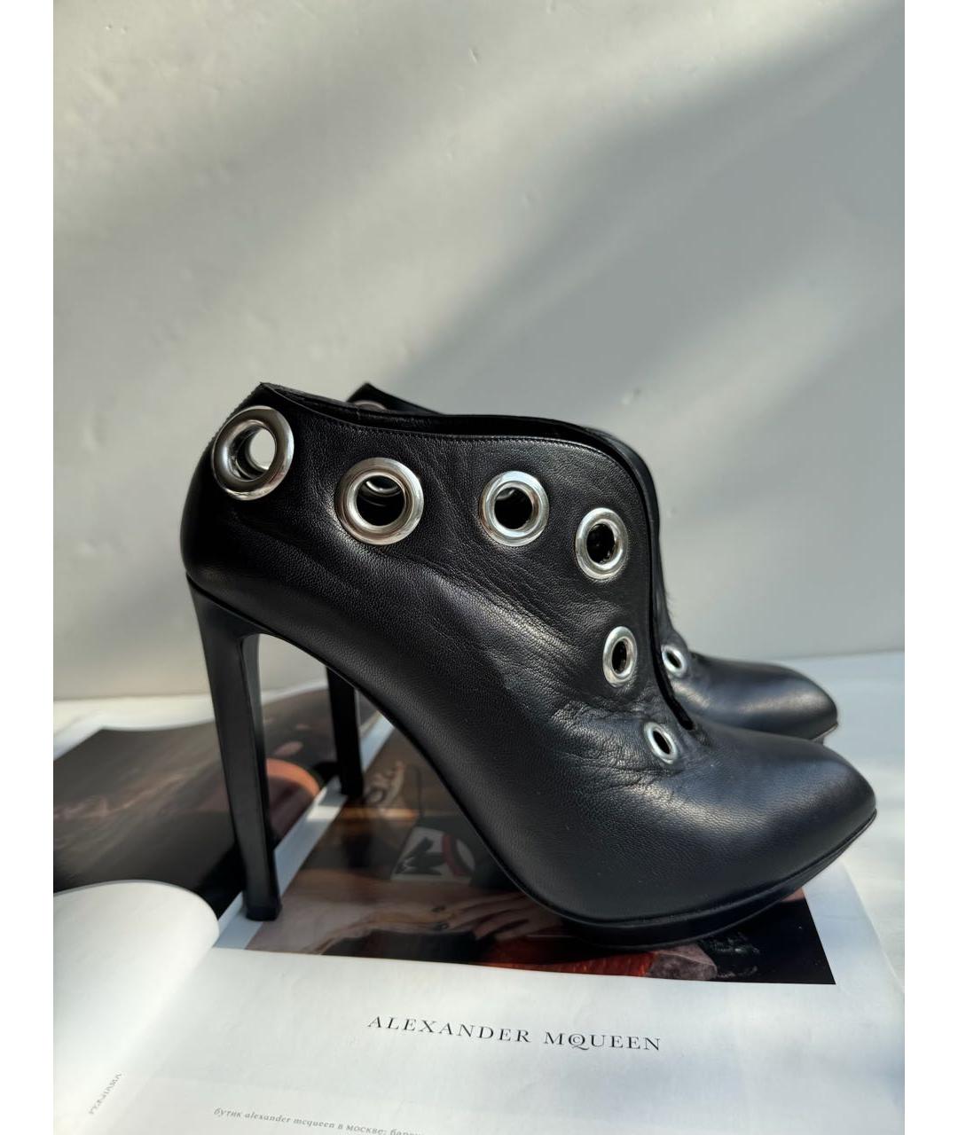 ALEXANDER MCQUEEN Черные кожаные ботильоны, фото 4