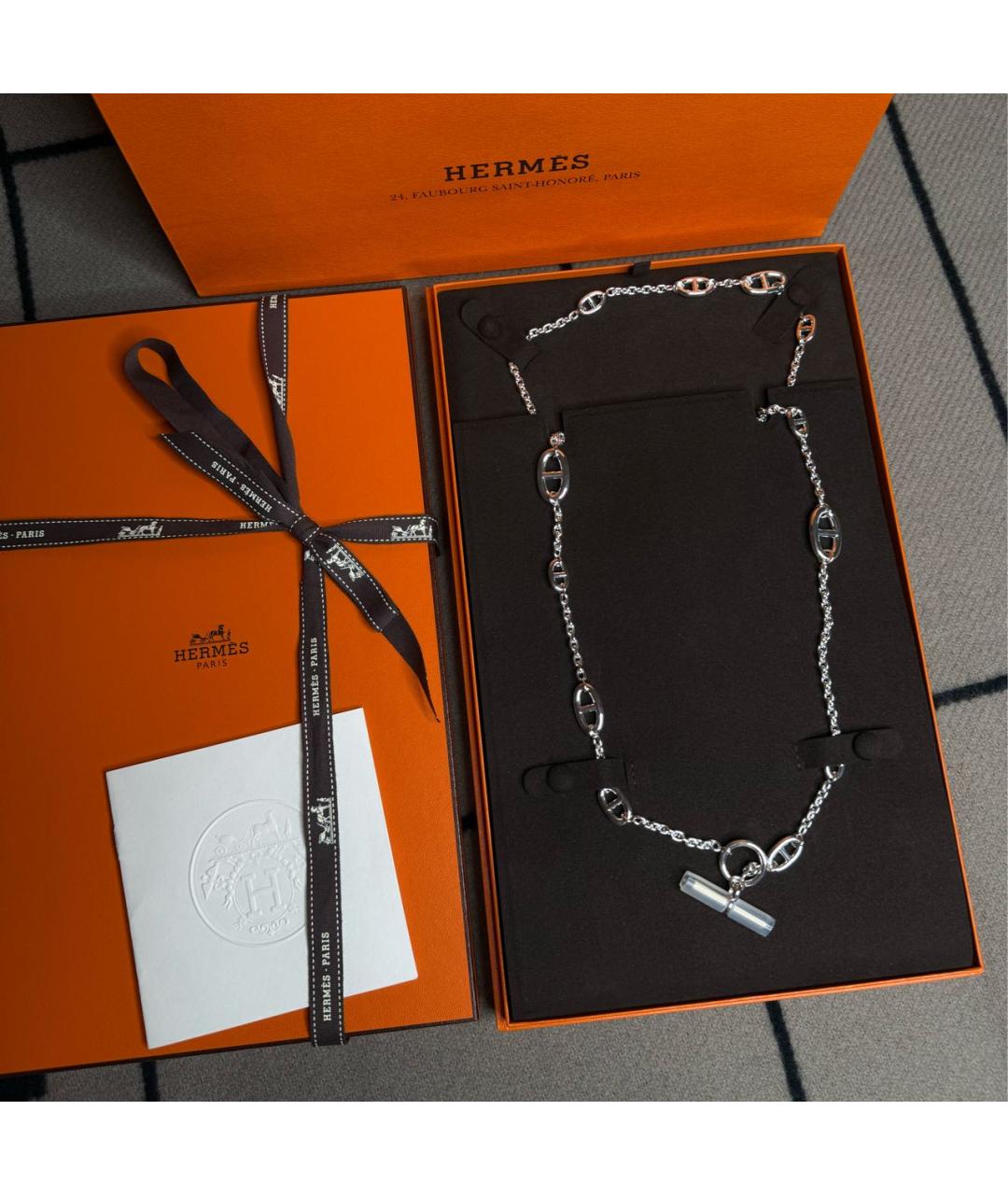 HERMES Серебряное серебряное колье, фото 3
