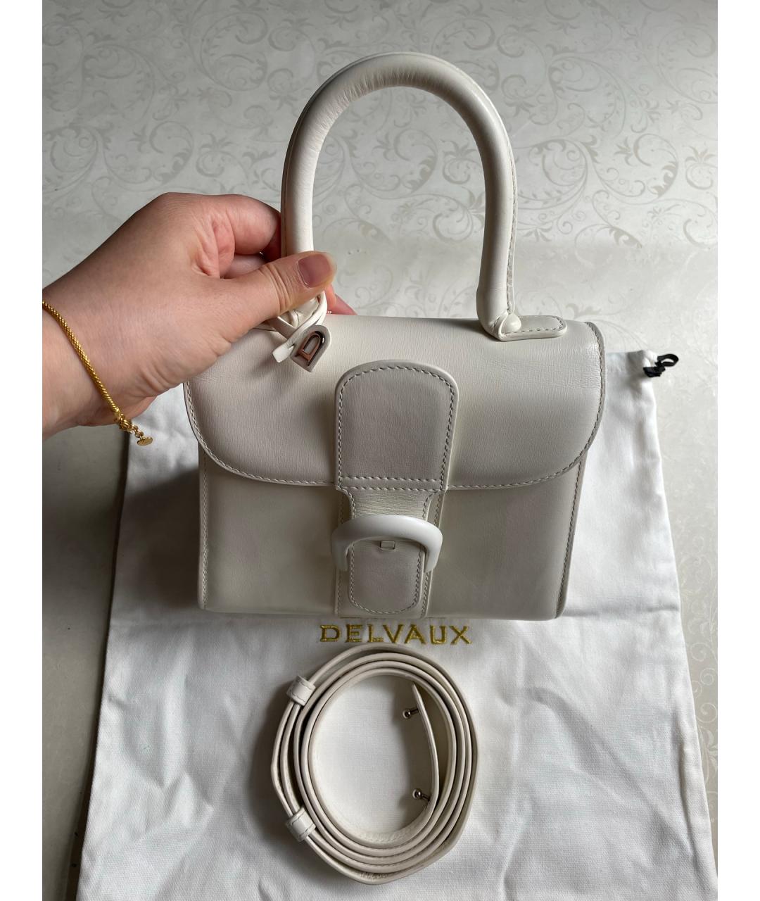 DELVAUX Белая кожаная сумка с короткими ручками, фото 7