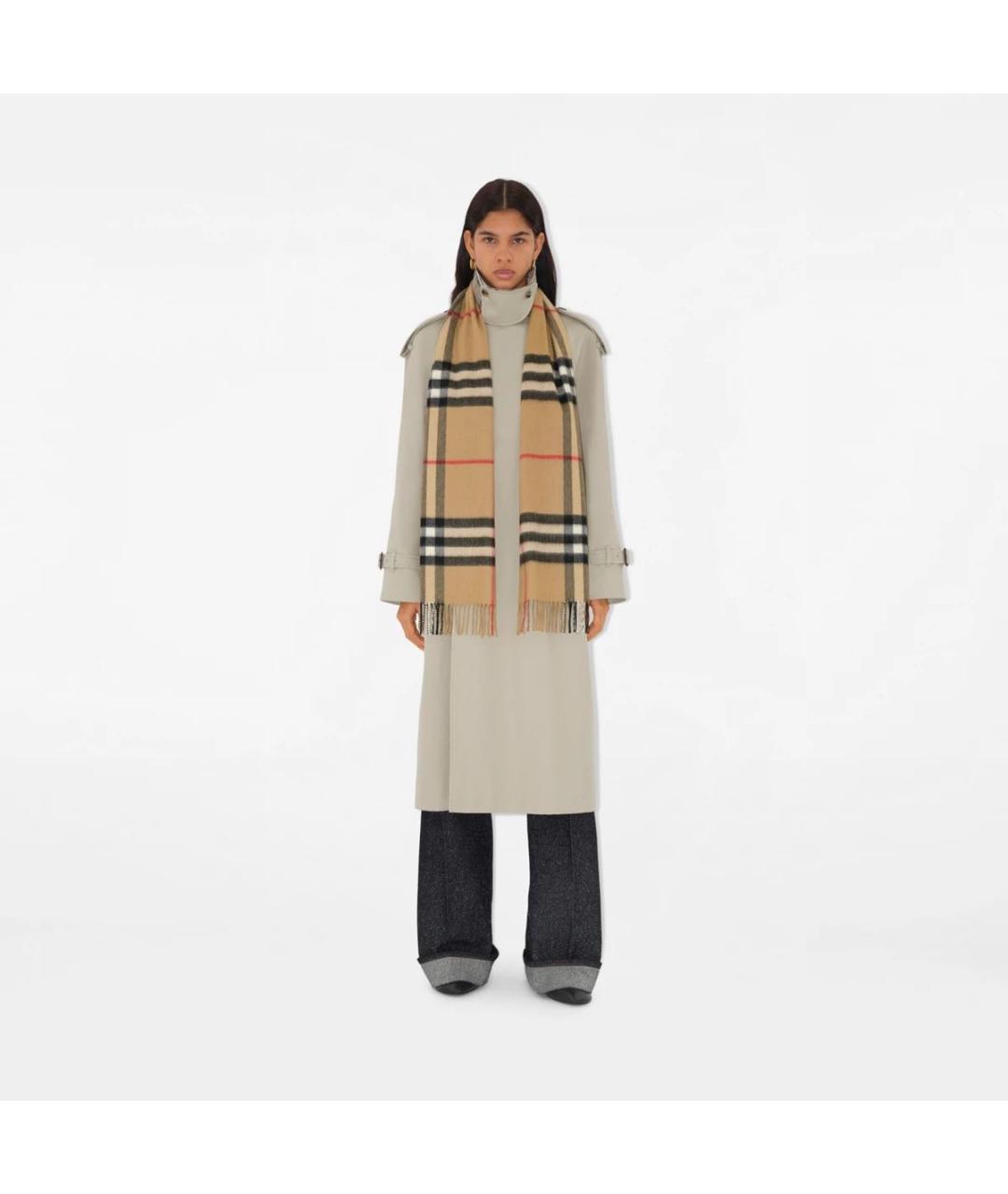 BURBERRY Бежевый кашемировый шарф, фото 4