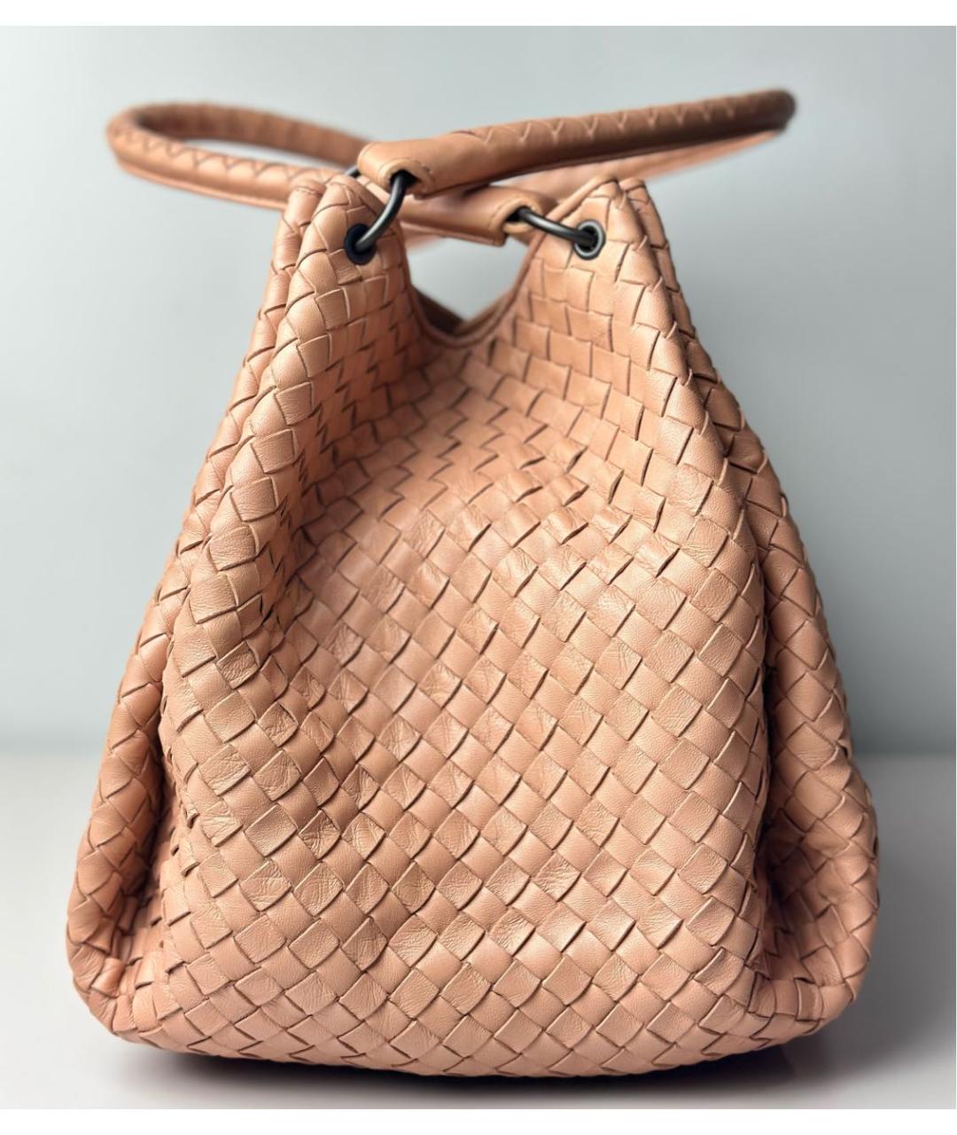 BOTTEGA VENETA Бежевая кожаная сумка тоут, фото 5