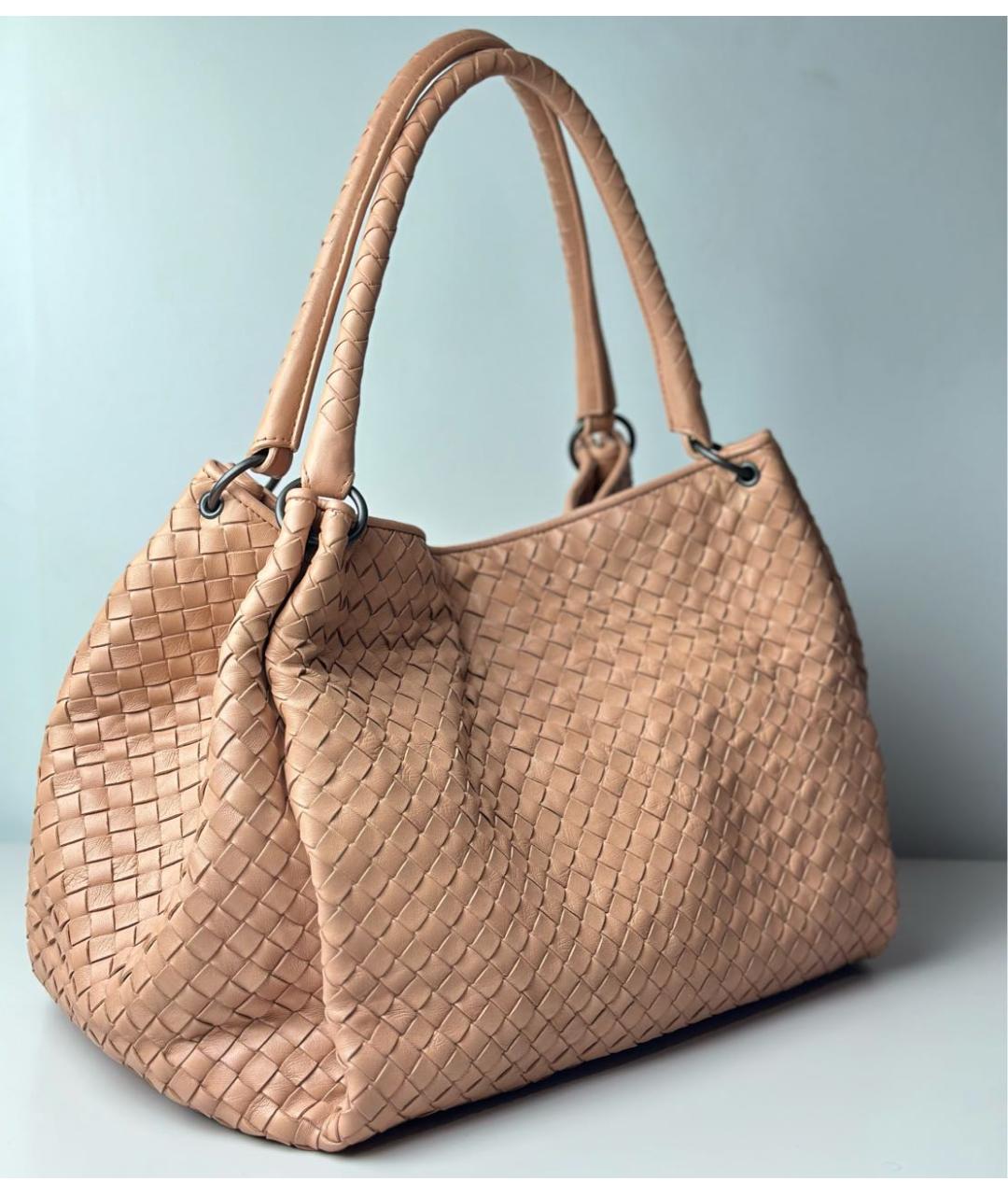 BOTTEGA VENETA Бежевая кожаная сумка тоут, фото 3