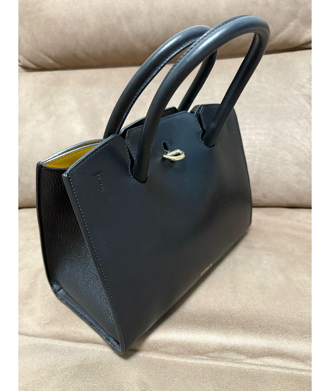 FURLA Черная кожаная сумка с короткими ручками, фото 2