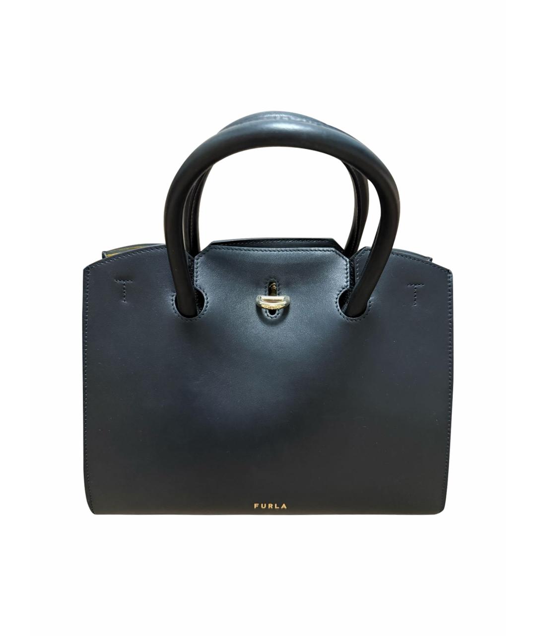 FURLA Черная кожаная сумка с короткими ручками, фото 1