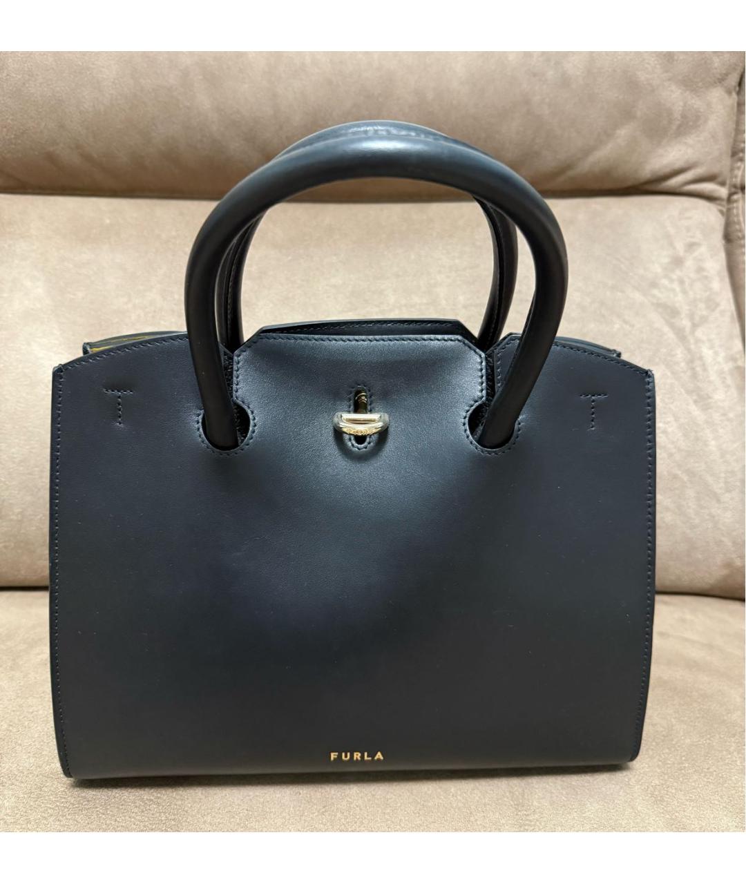 FURLA Черная кожаная сумка с короткими ручками, фото 7