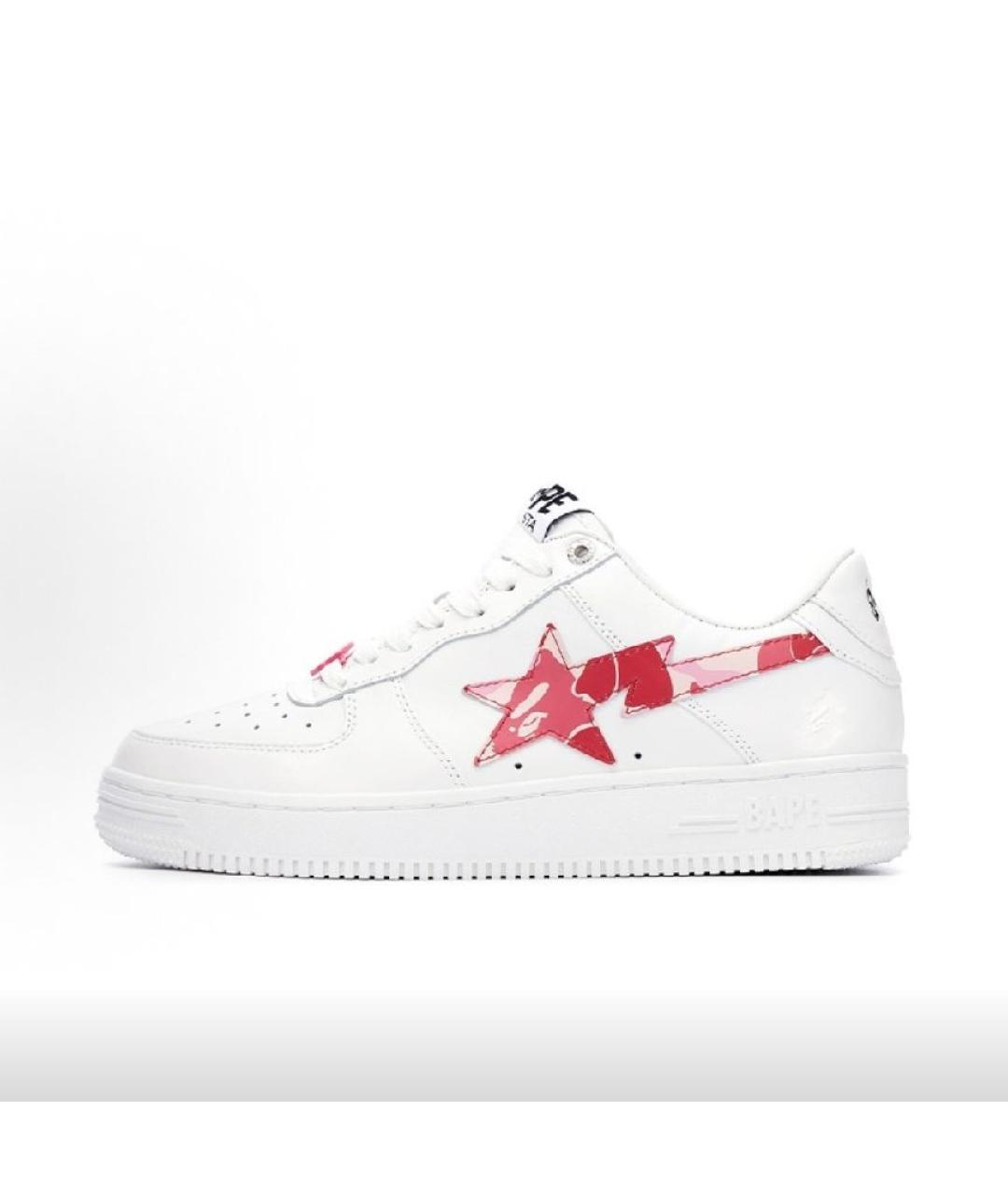 A BATHING APE Белые кожаные низкие кроссовки / кеды, фото 5