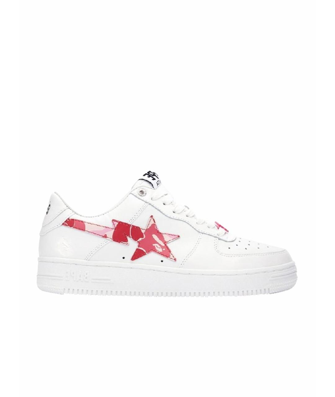 A BATHING APE Белые кожаные низкие кроссовки / кеды, фото 1