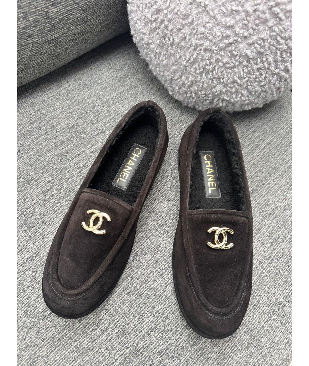 CHANEL Черные замшевые лоферы, фото 2