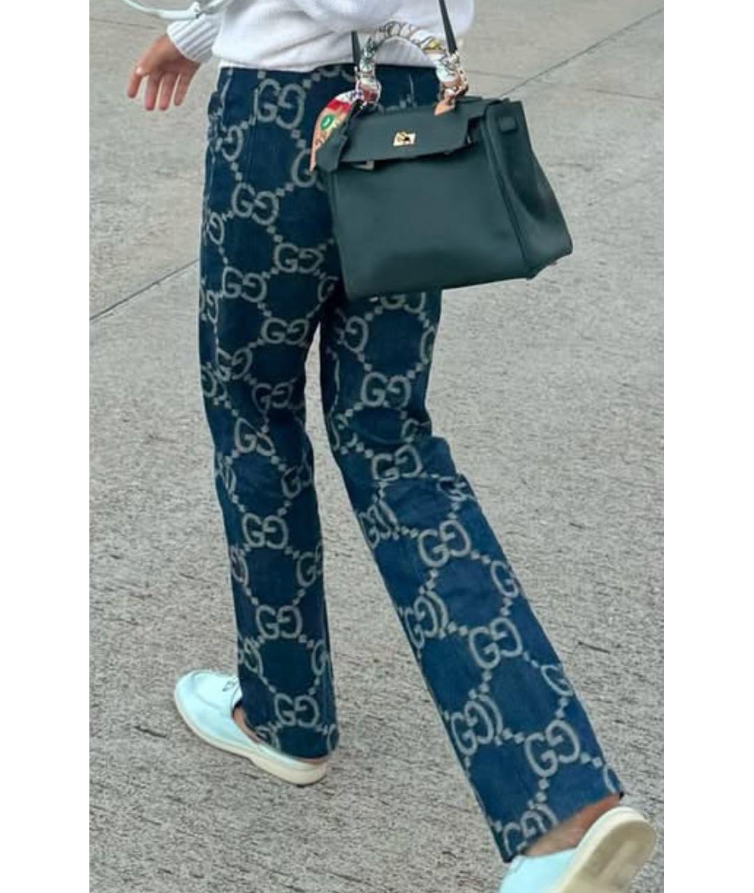 GUCCI Синие хлопковые прямые джинсы, фото 3