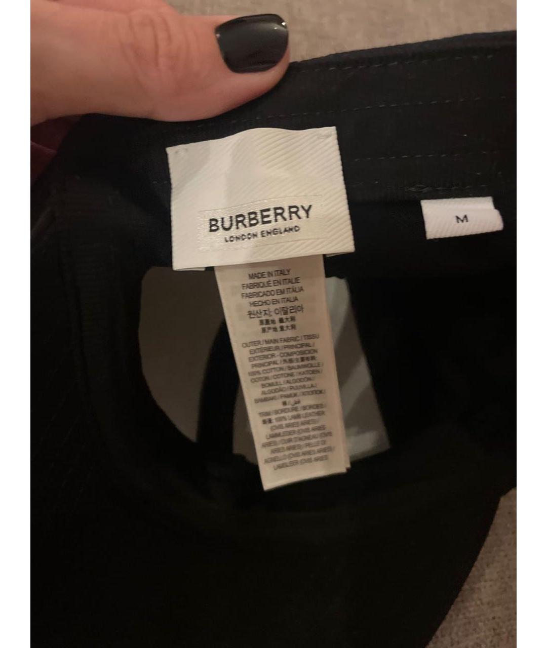 BURBERRY Черная хлопковая кепка, фото 4