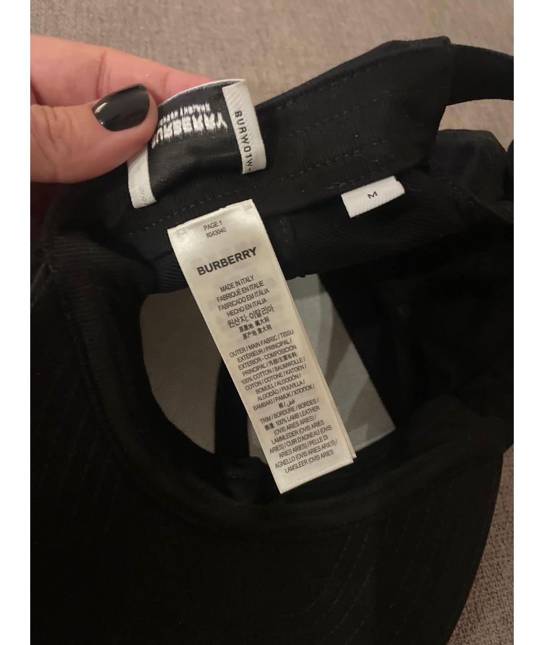 BURBERRY Черная хлопковая кепка, фото 3