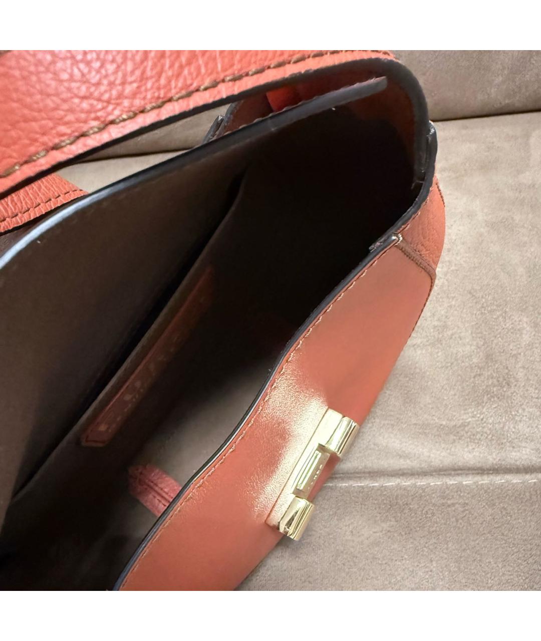 FURLA Коричневая кожаная сумка с короткими ручками, фото 4