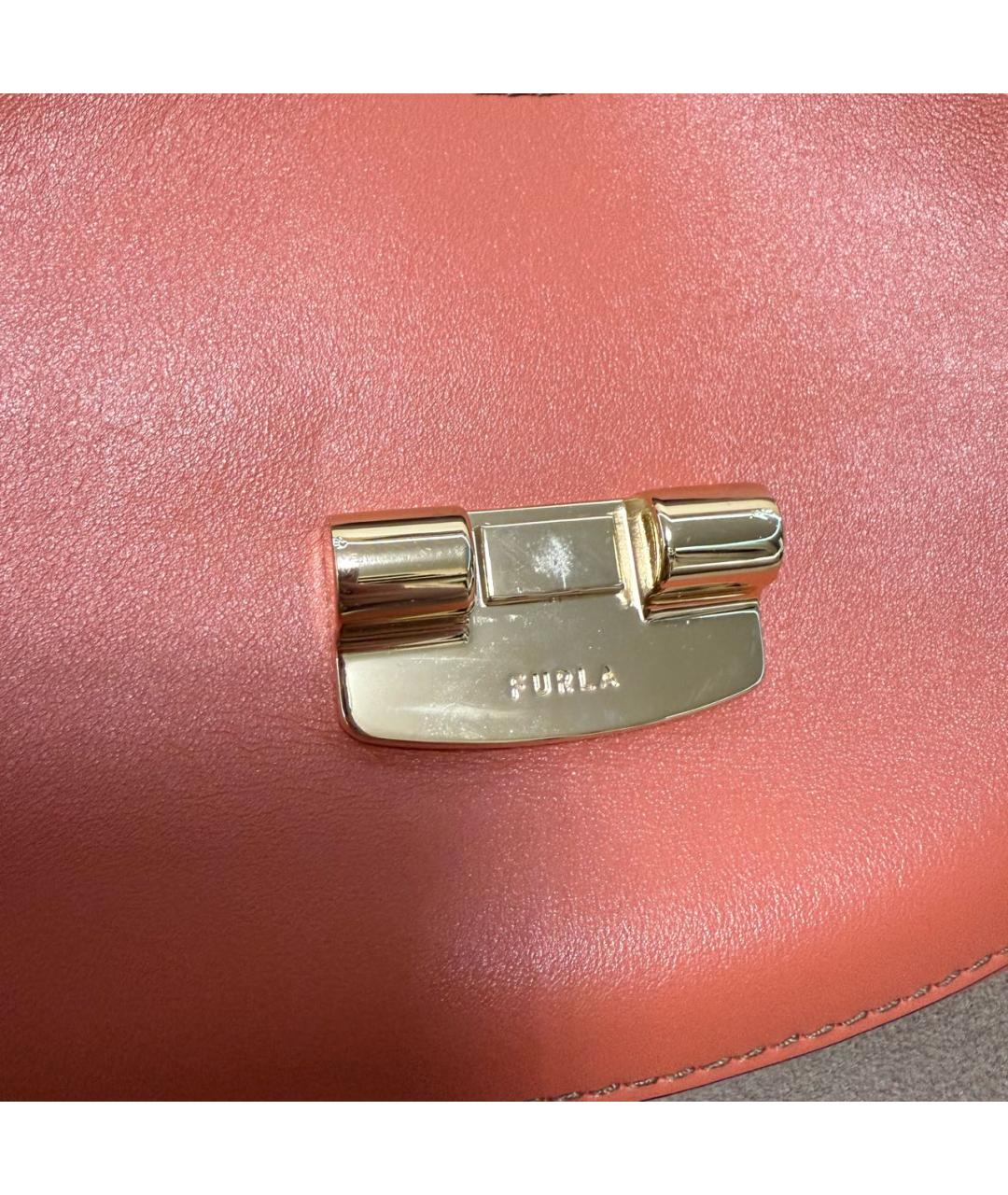 FURLA Коричневая кожаная сумка с короткими ручками, фото 5