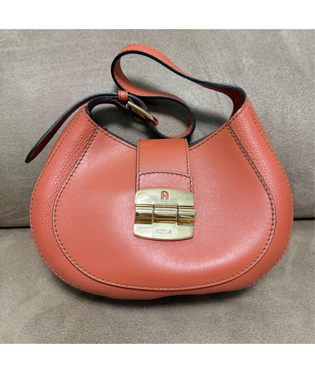 FURLA Коричневая кожаная сумка с короткими ручками, фото 8
