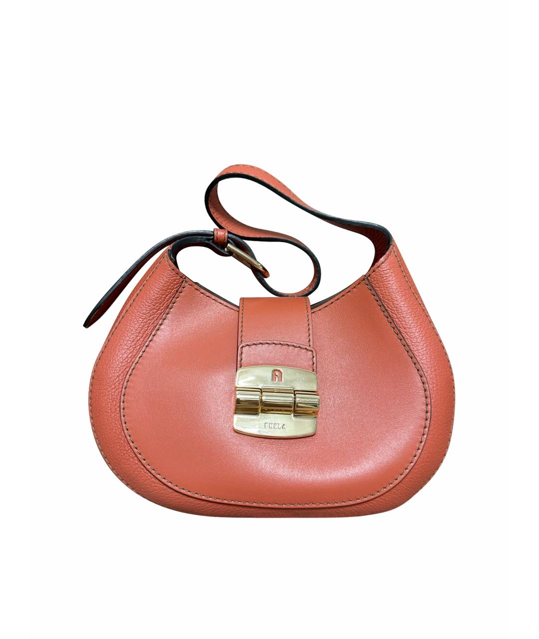 FURLA Коричневая кожаная сумка с короткими ручками, фото 1